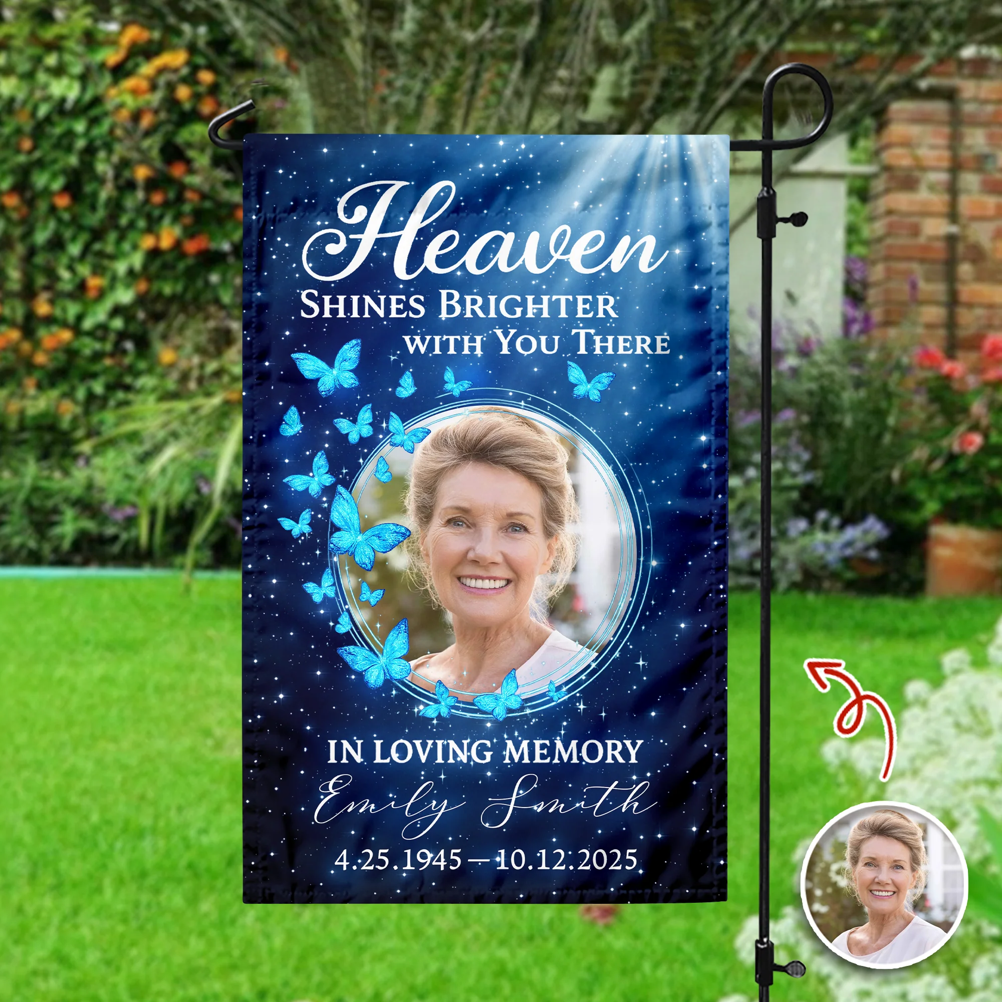 Custom Photo Heaven Shines Brighter With You There Personalized Memorial Garden Flag HA75 898898 - Image 8