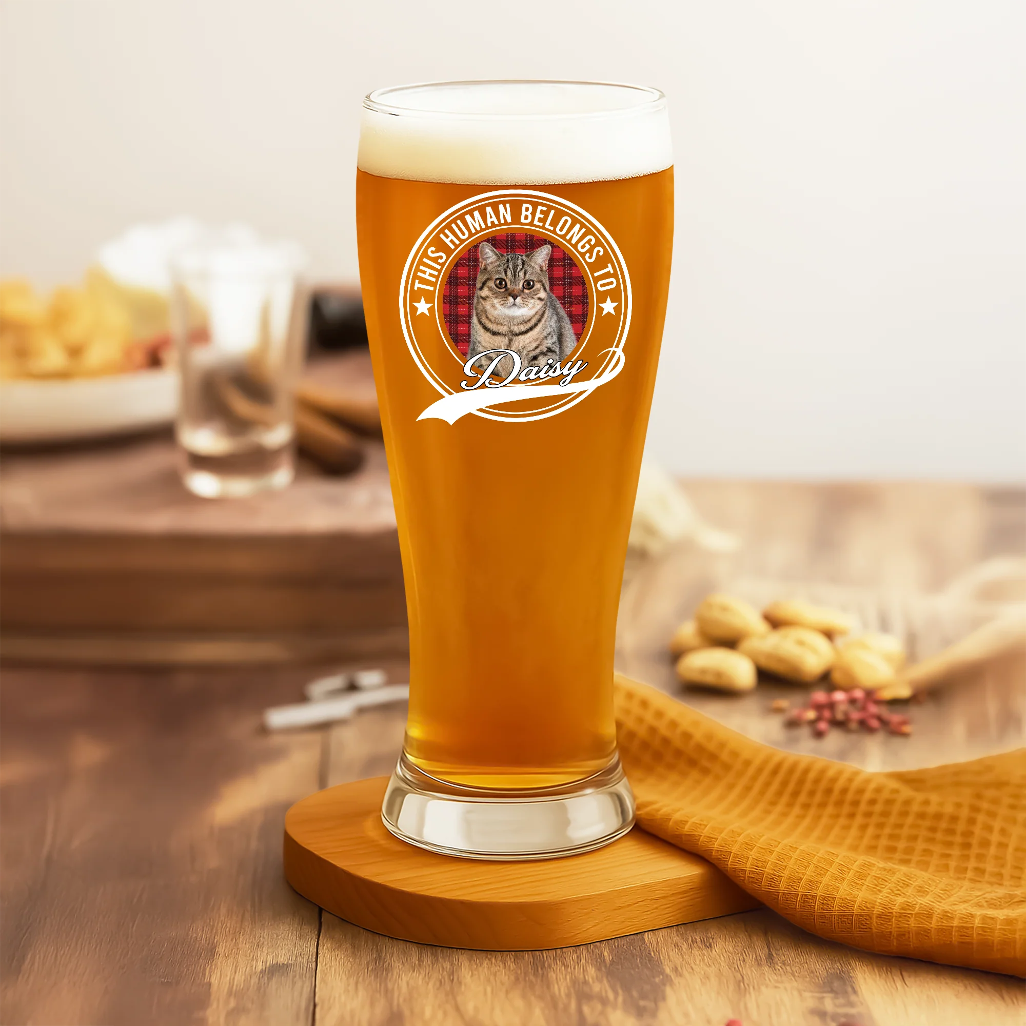 Custom Photo Human Belongs To Dog Cat Pet Pilsner Glass HA75 892886 - Image 5
