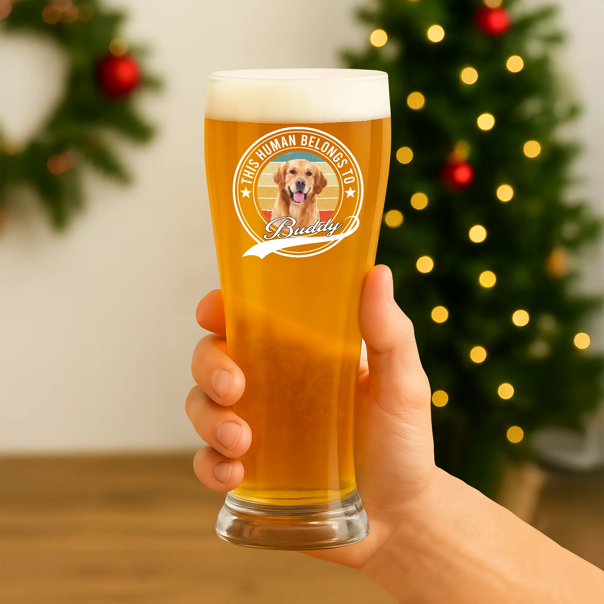 Custom Photo Human Belongs To Dog Cat Pet Pilsner Glass HA75 892886 - Image 8