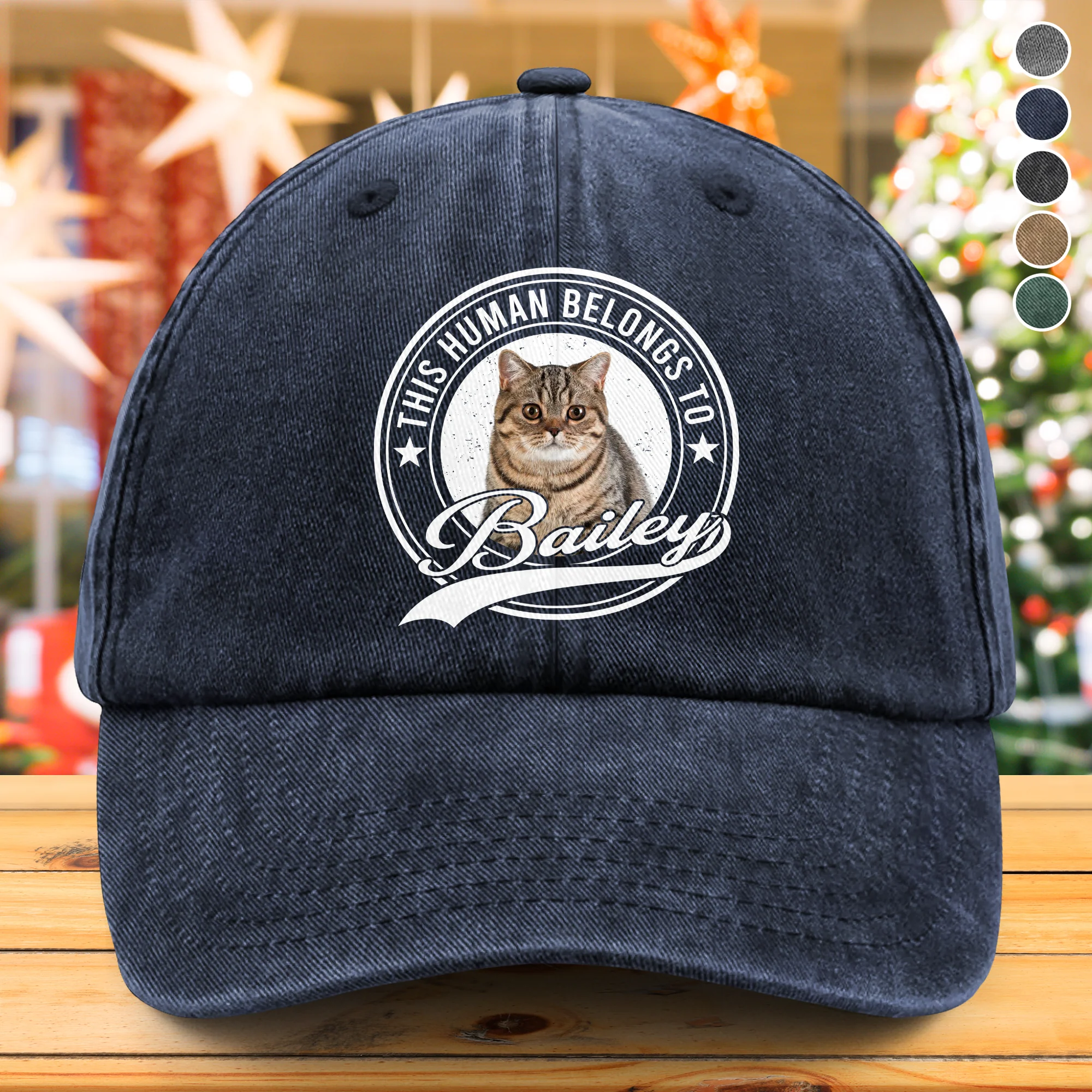 Custom Photo Human Belongs To Dog Cat  Pet Washed Denim Baseball Cap HA75 892934 - Image 2
