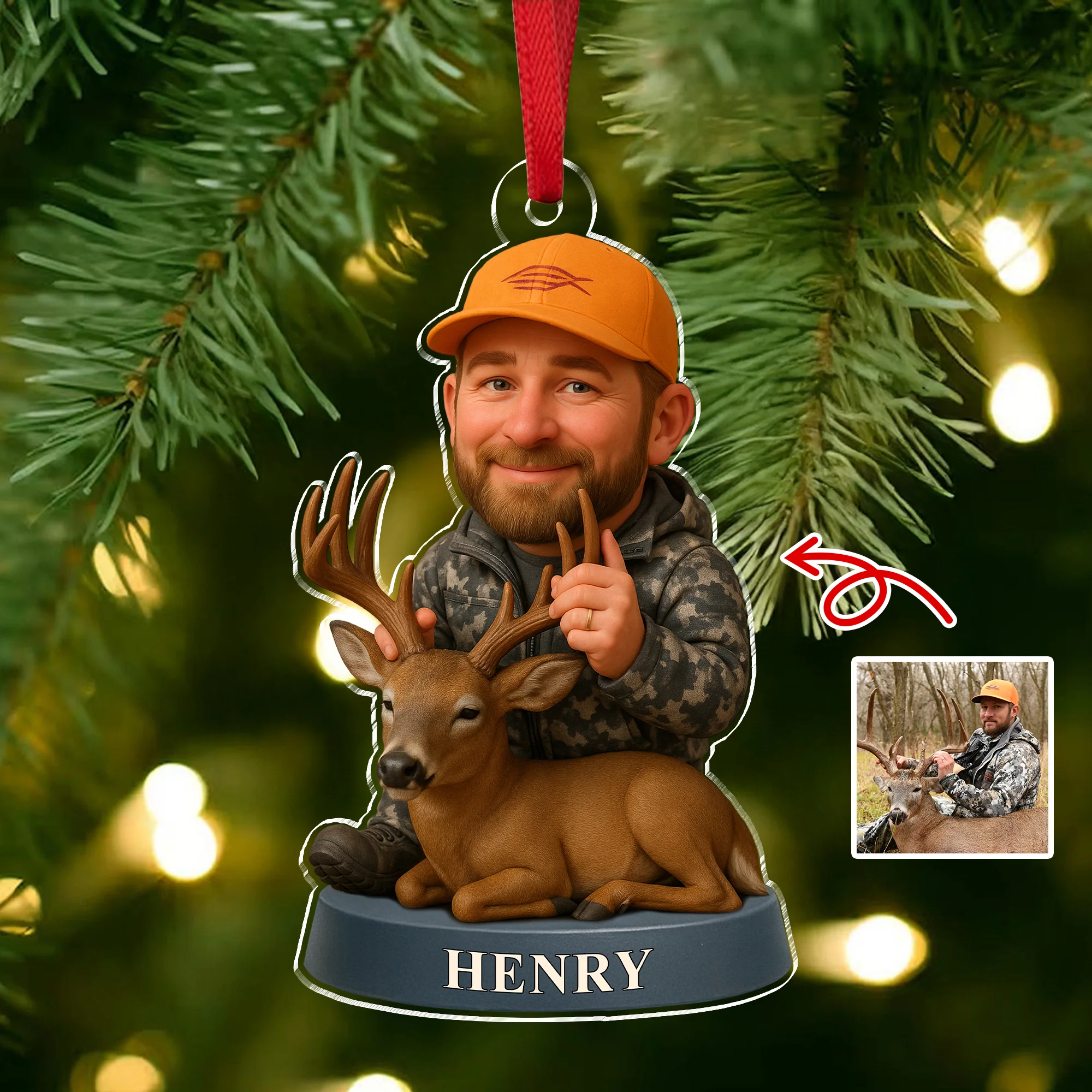 Custom Photo Hunting 3D Effect Figure Art Acrylic Ornament For Deer Hunter HA75 898120 - Image 2