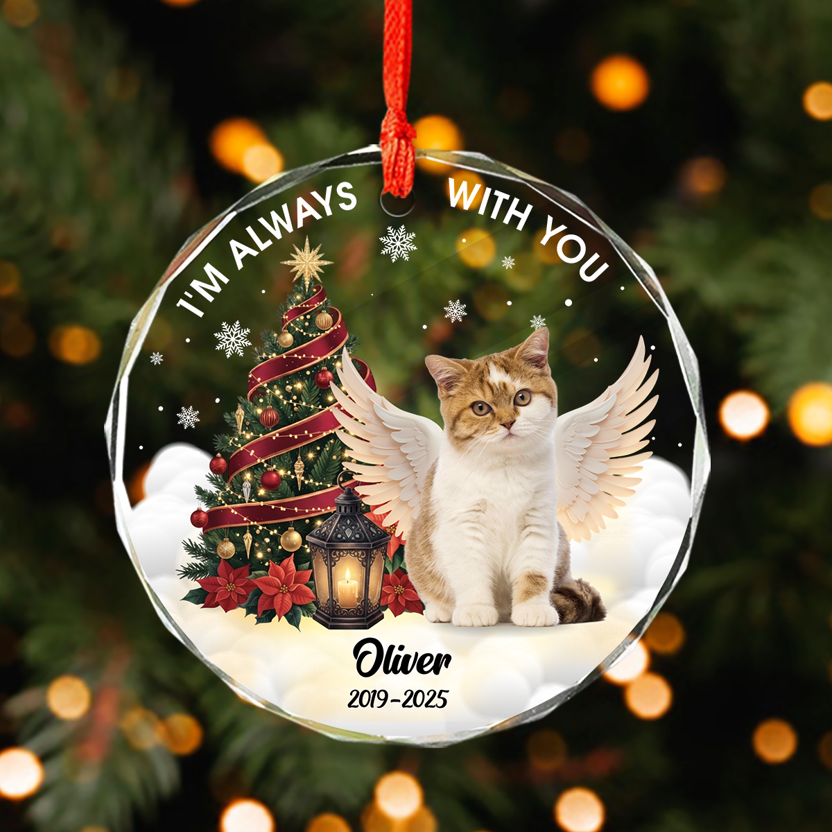 Custom Photo I Am Always With You Memorial Cat Glass Ornament HA75 897266 - Image 4