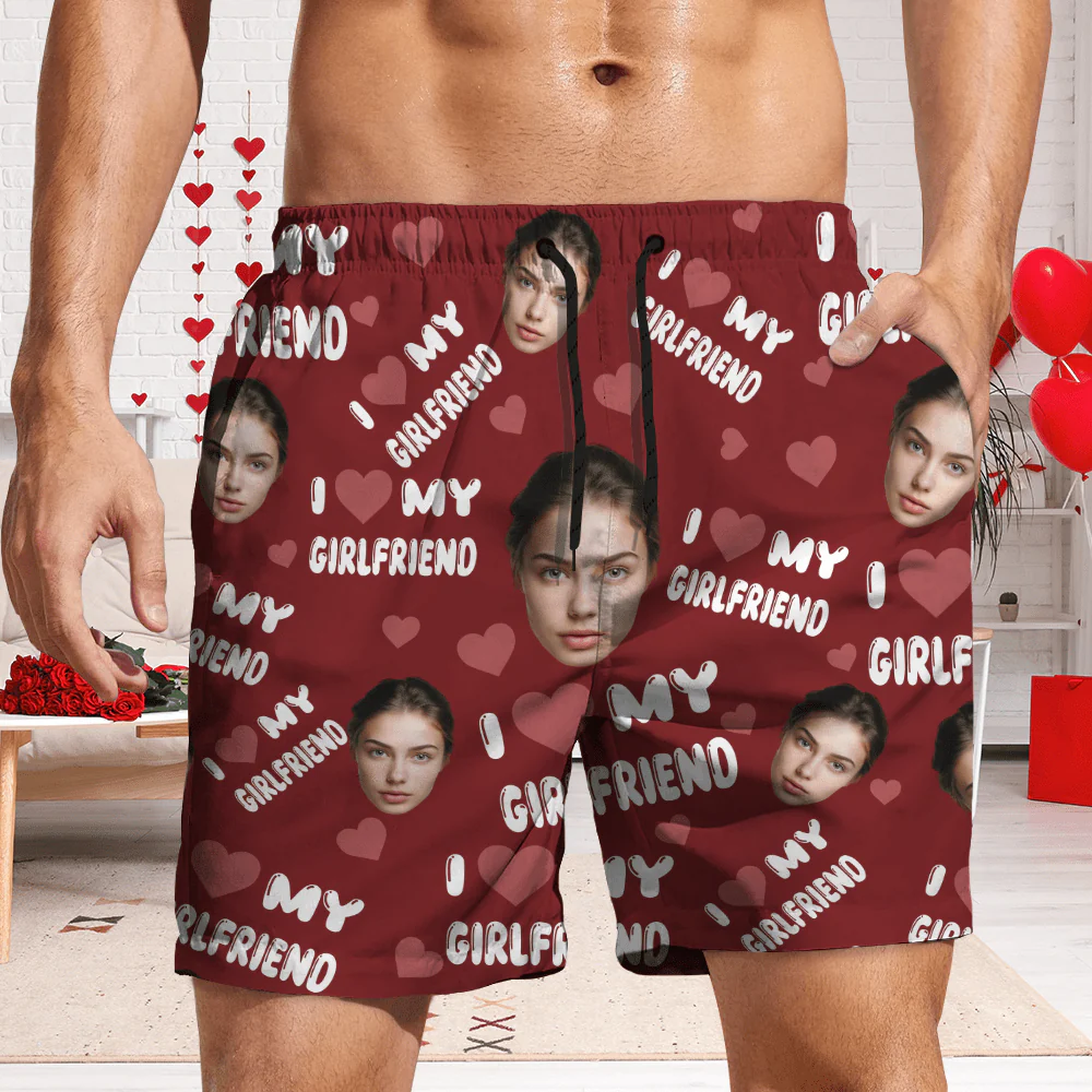 Custom Photo I Love My Wife, Girlfriend Beach Short Valentine's Day, Anniversary Gift HA75 891808 - Image 3