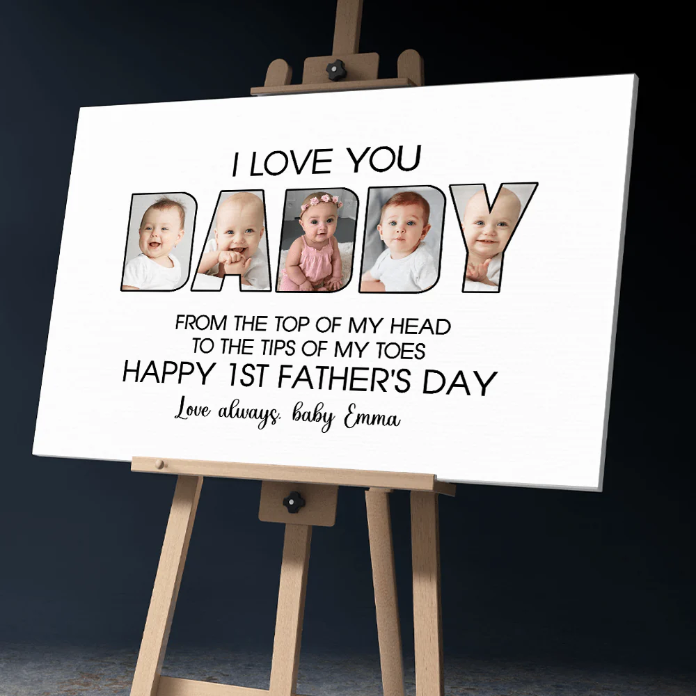 Custom Photo I Love You Daddy Poster Canvas Picture Frame HA75 890586 - Image 4