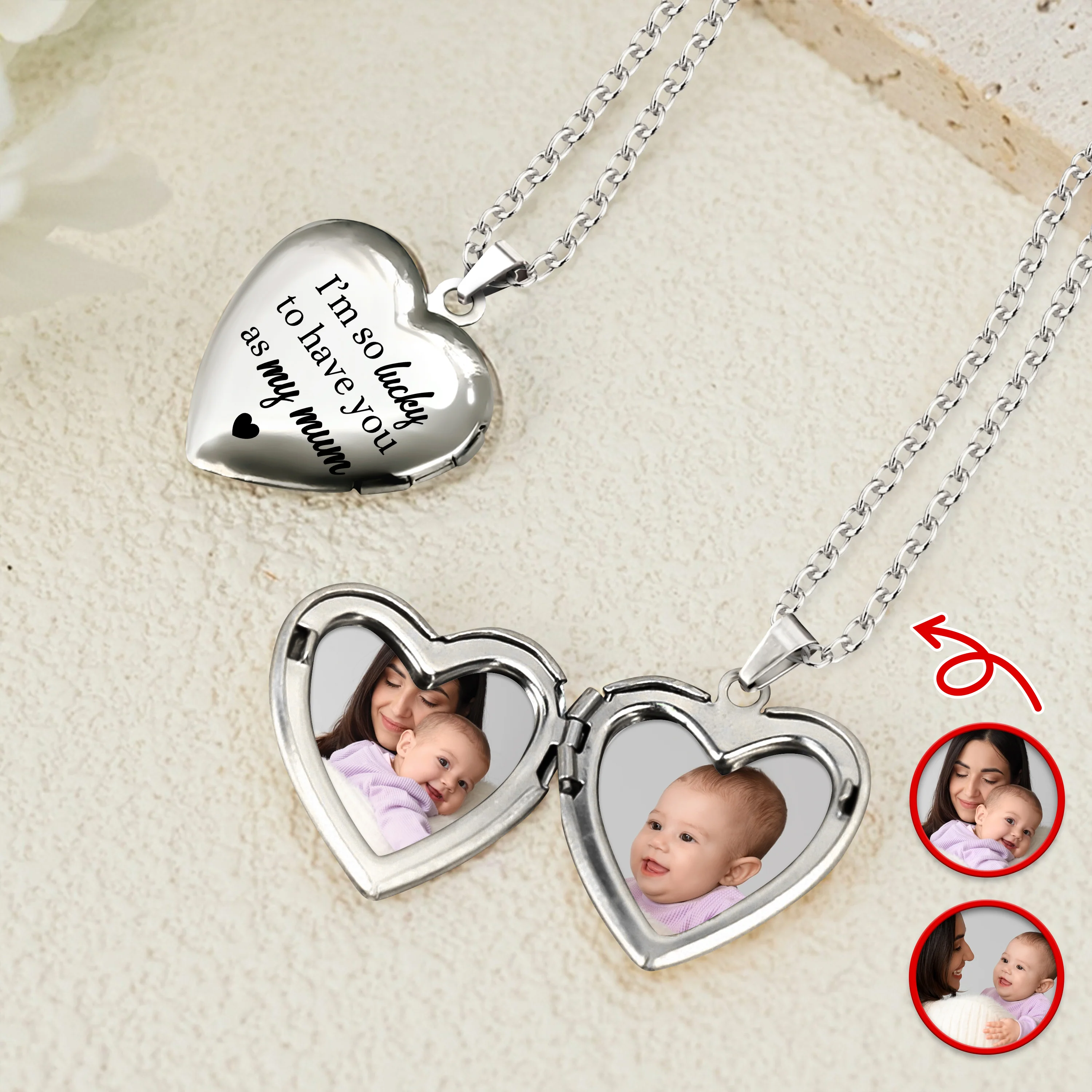 Custom Photo I'm So Lucky To Have You As My Mom Heart Locket Necklace HA75 920698 - Image 5
