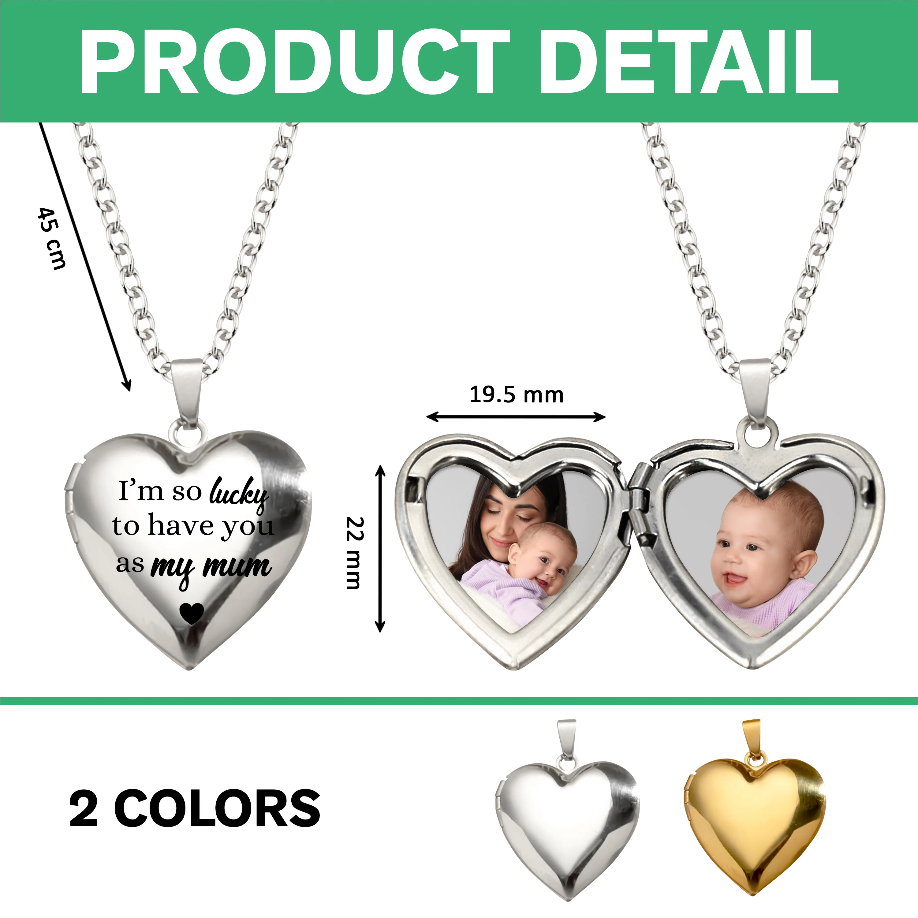 Custom Photo I'm So Lucky To Have You As My Mom Heart Locket Necklace HA75 920698 - Image 7