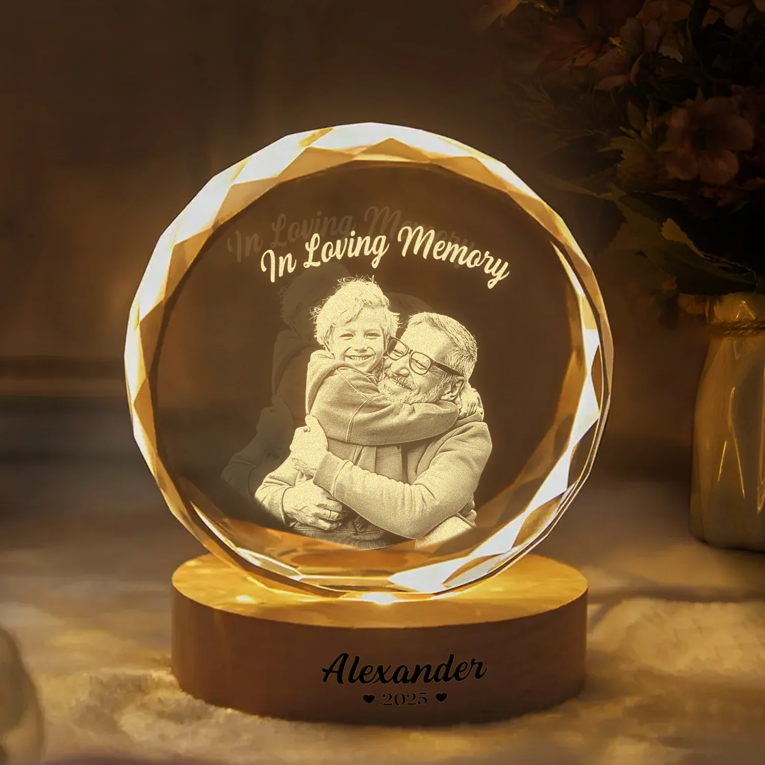 Custom Photo In Loving Memory Memorial Engraved Crystal Photo With Light HA75 898210 - Image 8
