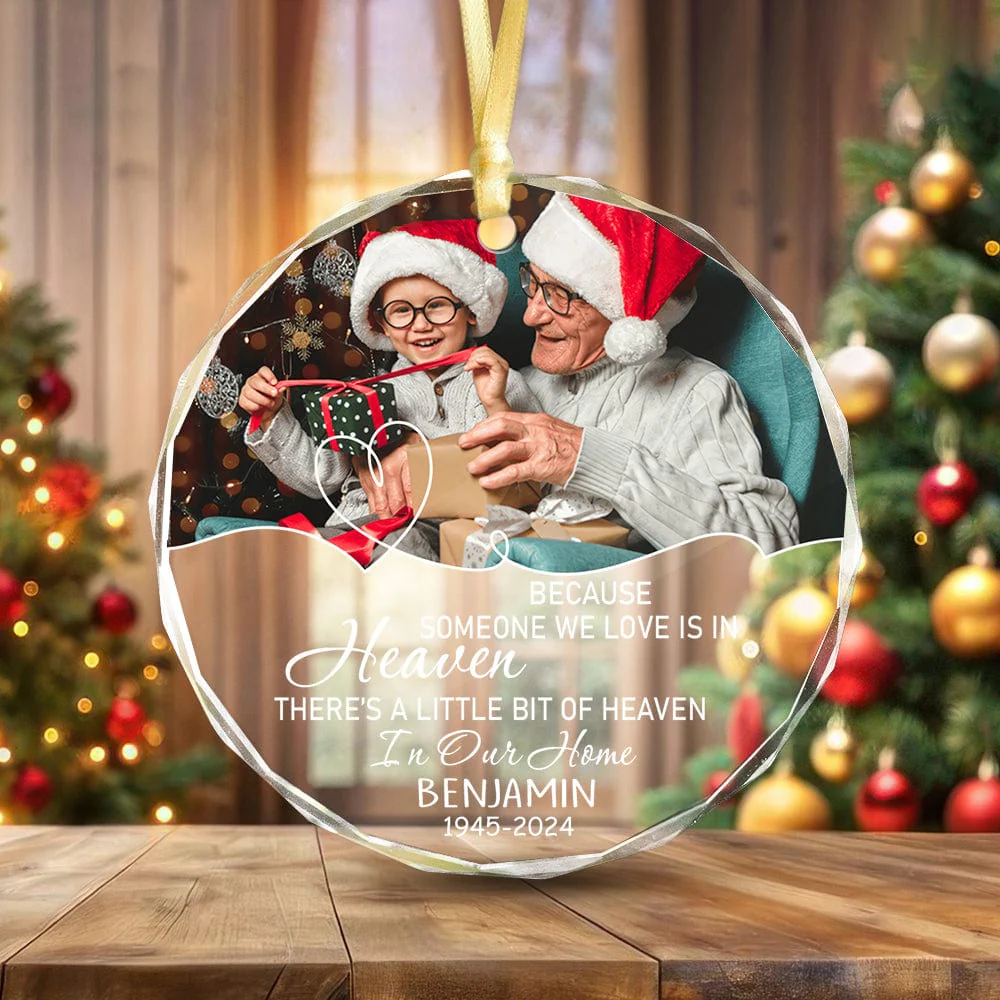 Custom Photo In Loving Memory Memorial Glass Ornament HA75 891448 - Image 3