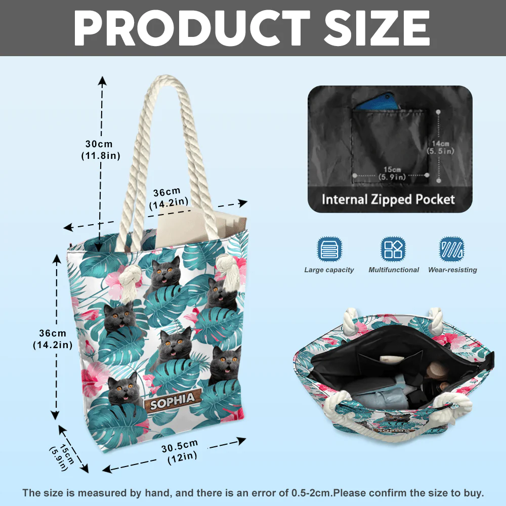 Custom Photo It's Summer Time Cat Beach Tote Bag HA75 891176 - Image 4