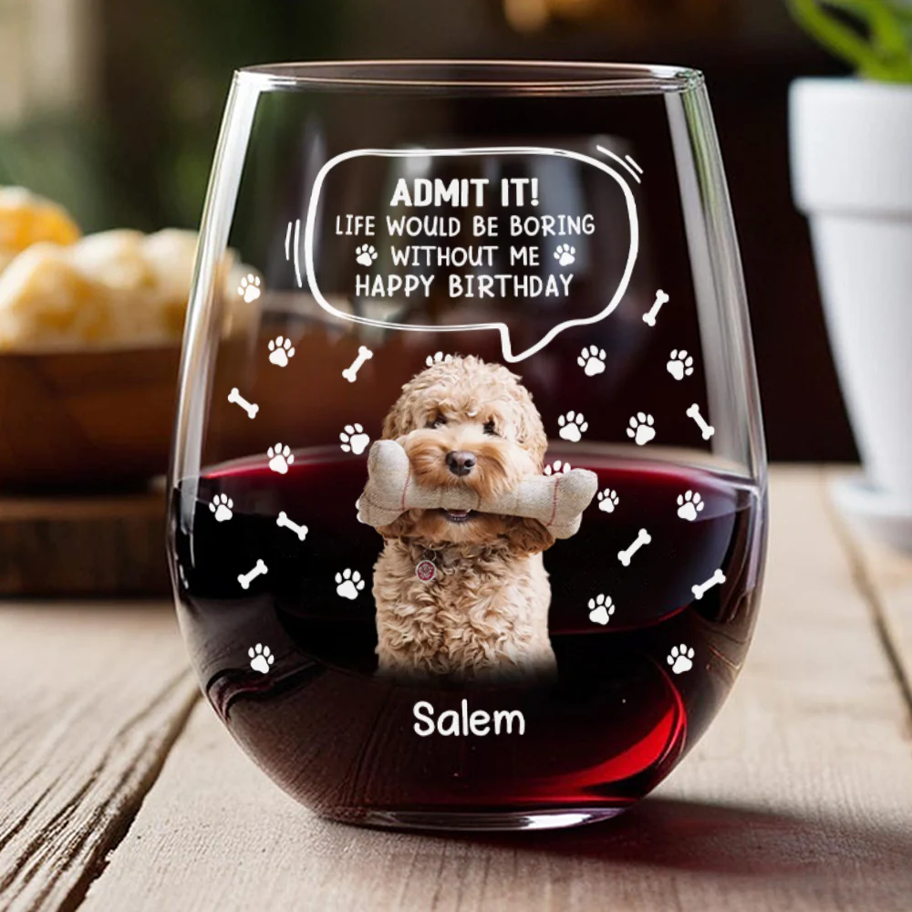 Custom Photo Life Would Be Boring Without Me Dog Cat Wine Glass HA75 892028 - Image 5