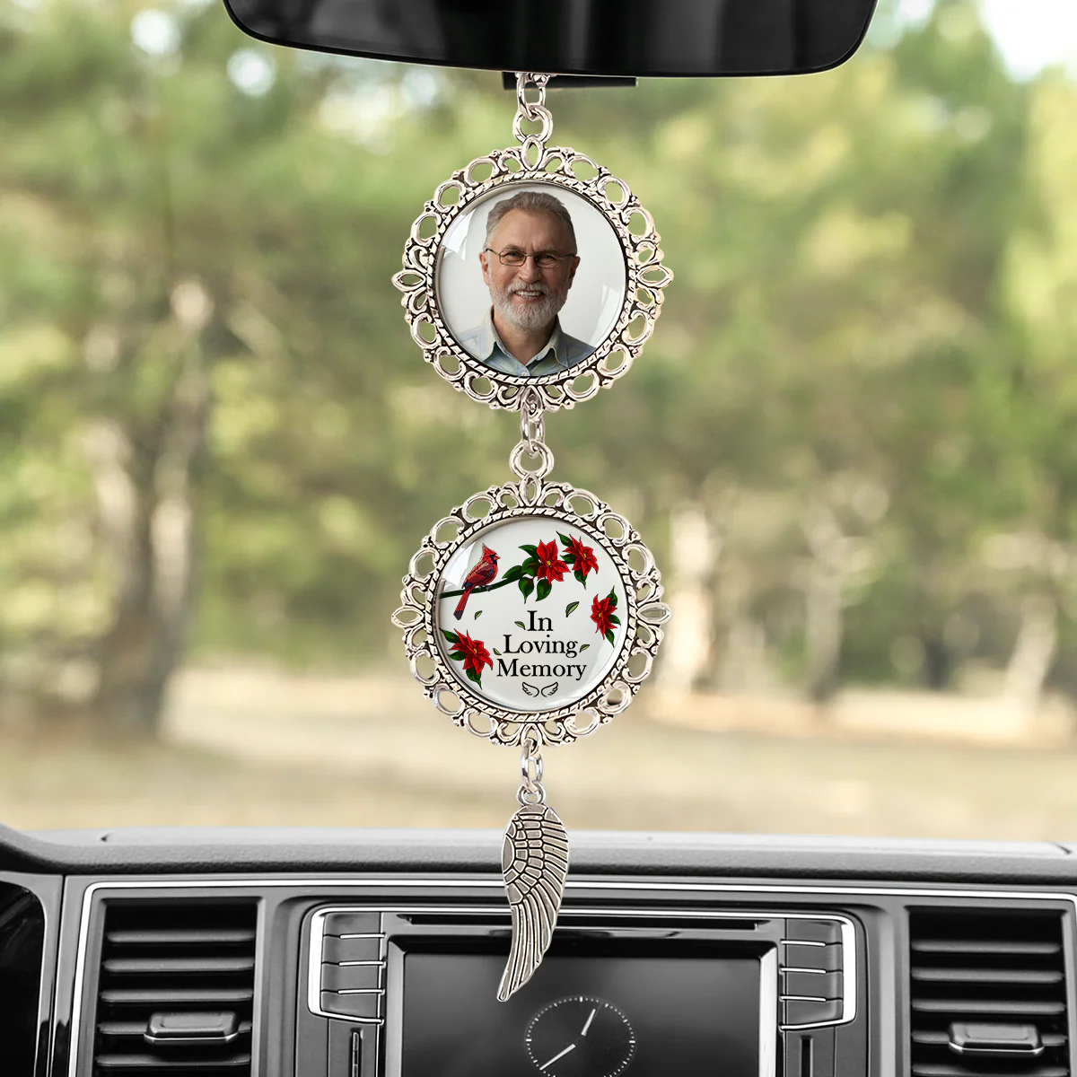 Custom Photo Memorial In Loving Memory Forever In My Heart Car Hanging Ornament With Charm HA75 891962 - Image 5