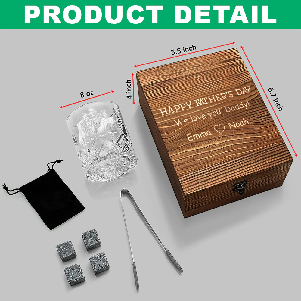 Custom Photo Merry Christmas I Love You Engraved Whiskey Glass Set with Wooden Box HA75 898032 - Image 6