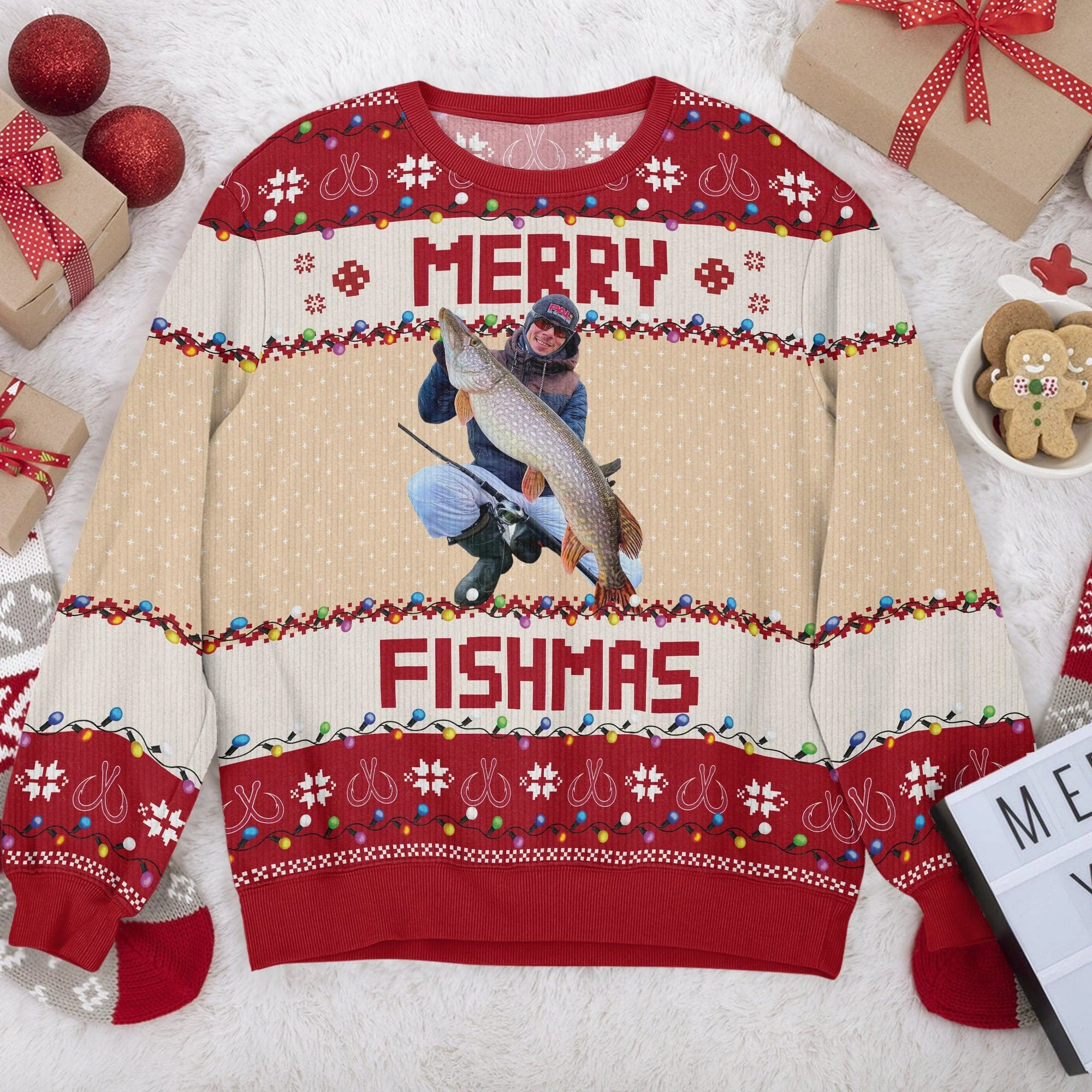 Custom Photo Merry Fishmas Gift For Fishing Lovers Ugly Sweater HA75 891492 - Image 4
