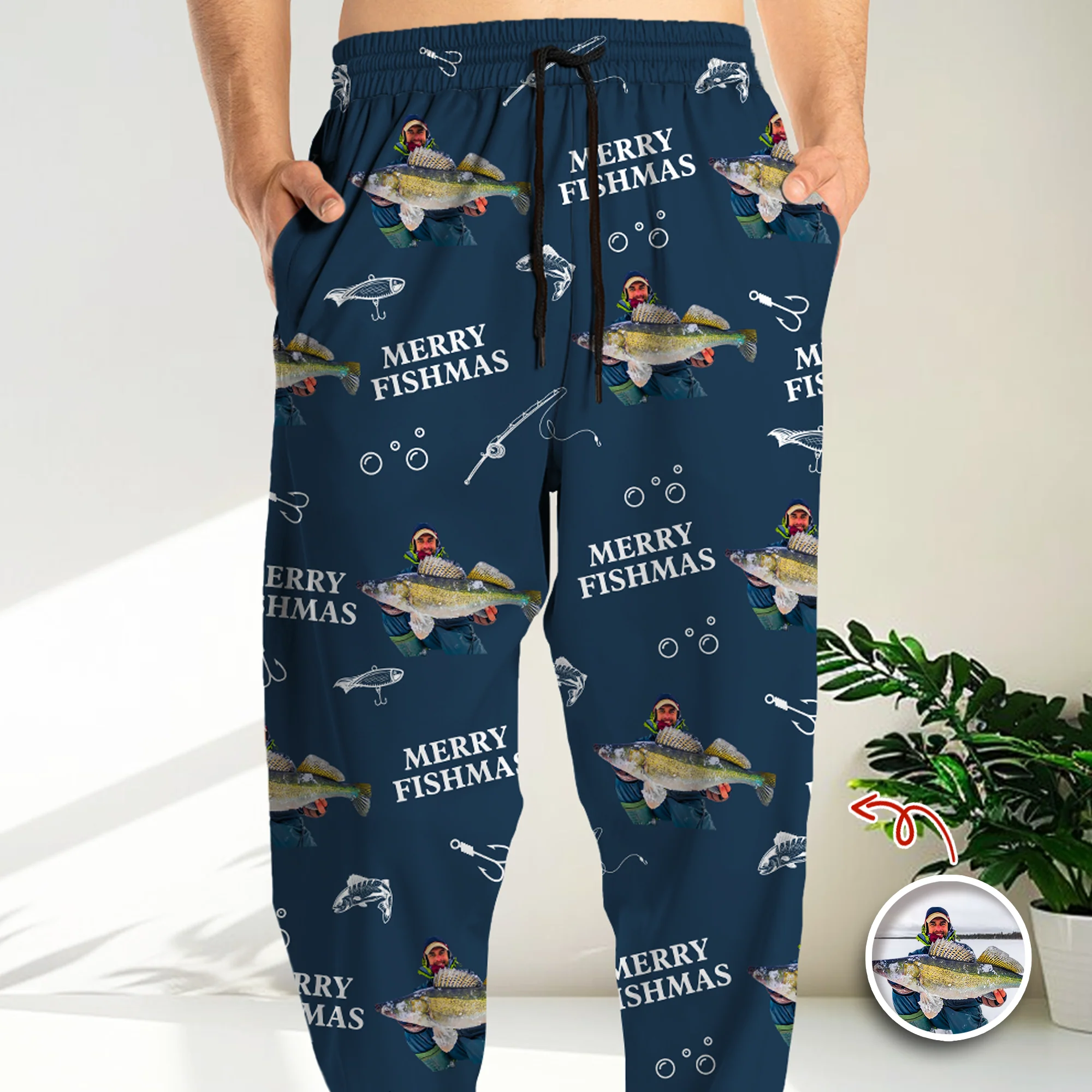 Custom Photo Merry Fishmas Sweatpants Christmas Gift For Fishing Lovers, Fisherman HA75 898126 - Image 5