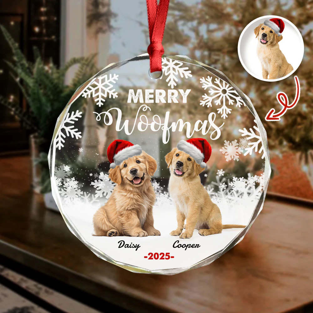 Custom Photo Merry Woofmas Christmas Glass Ornament For Dog Lovers HA75 897486 - Image 5