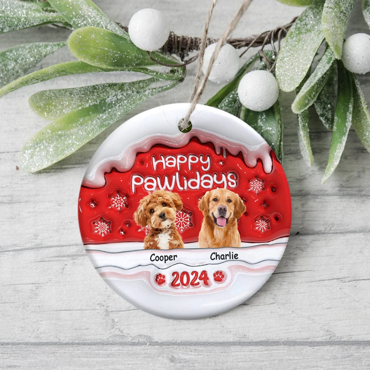 Custom Photo Merry Woofmas Dog 3D Inflated Effect Printed Ornament N304 HA75 891540 - Image 3
