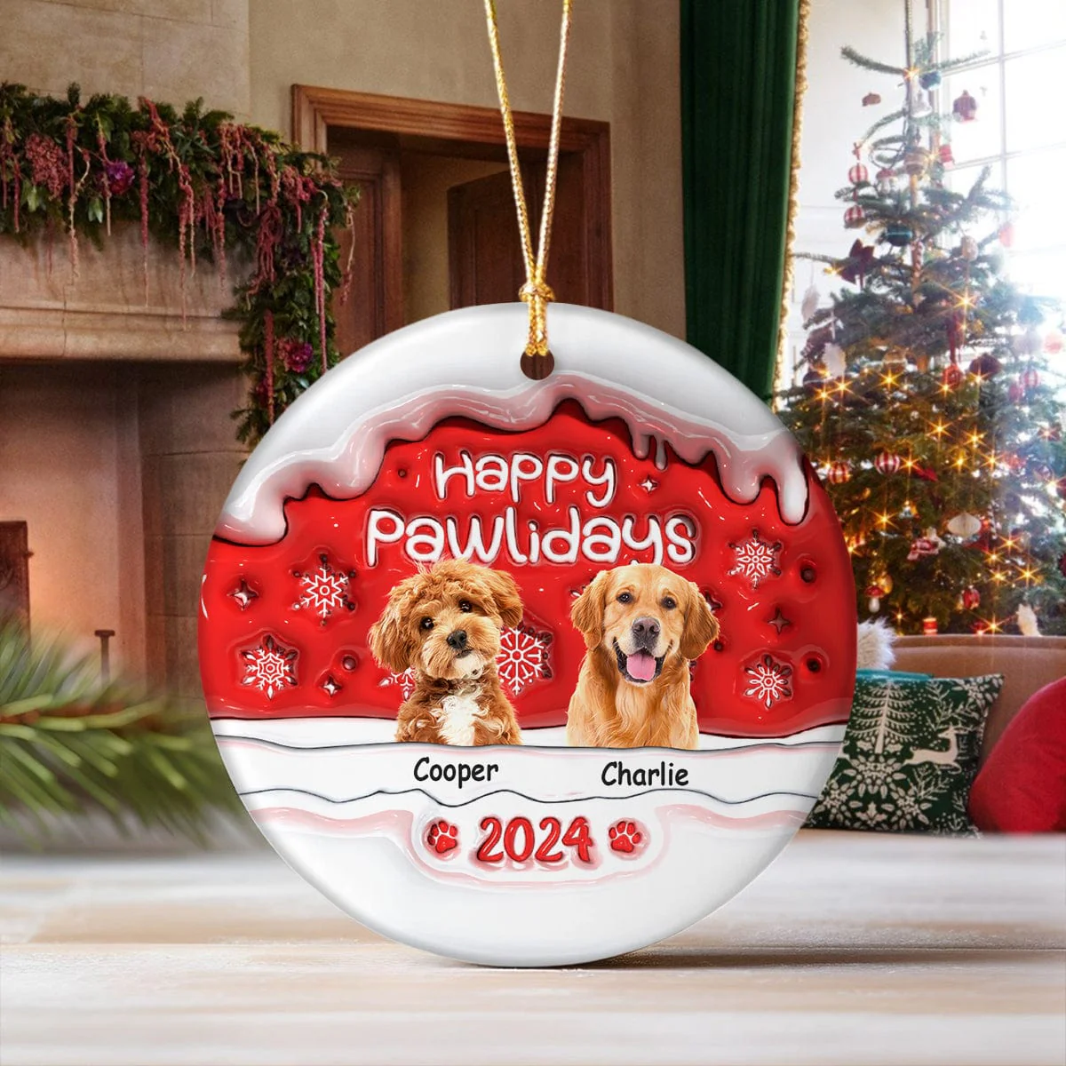 Custom Photo Merry Woofmas Dog 3D Inflated Effect Printed Ornament N304 HA75 891540 - Image 4