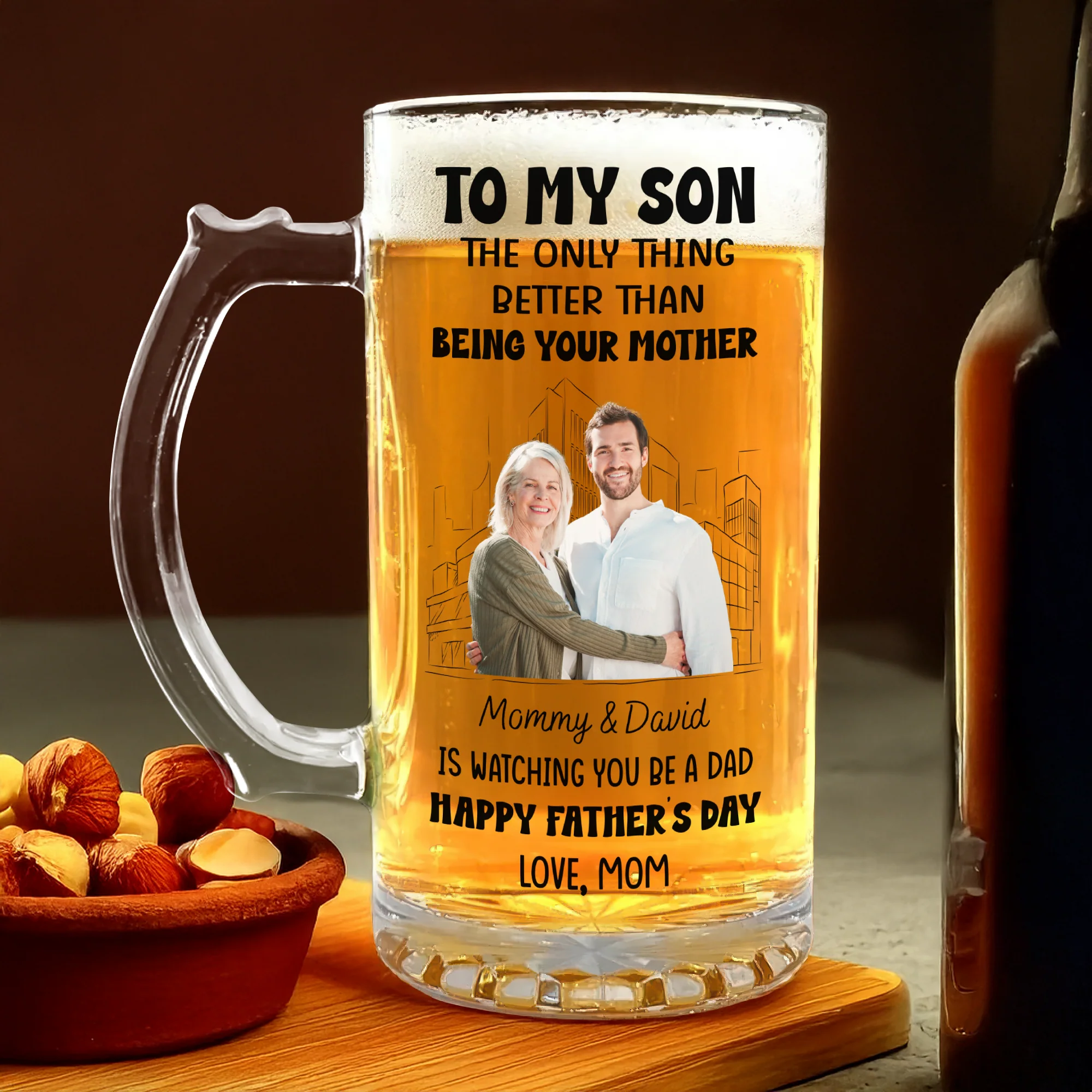 Custom Photo My Son Is My Pride And Joy Print Glass Beer Mug Father's Day Gift For Son HA75 892208 - Image 2