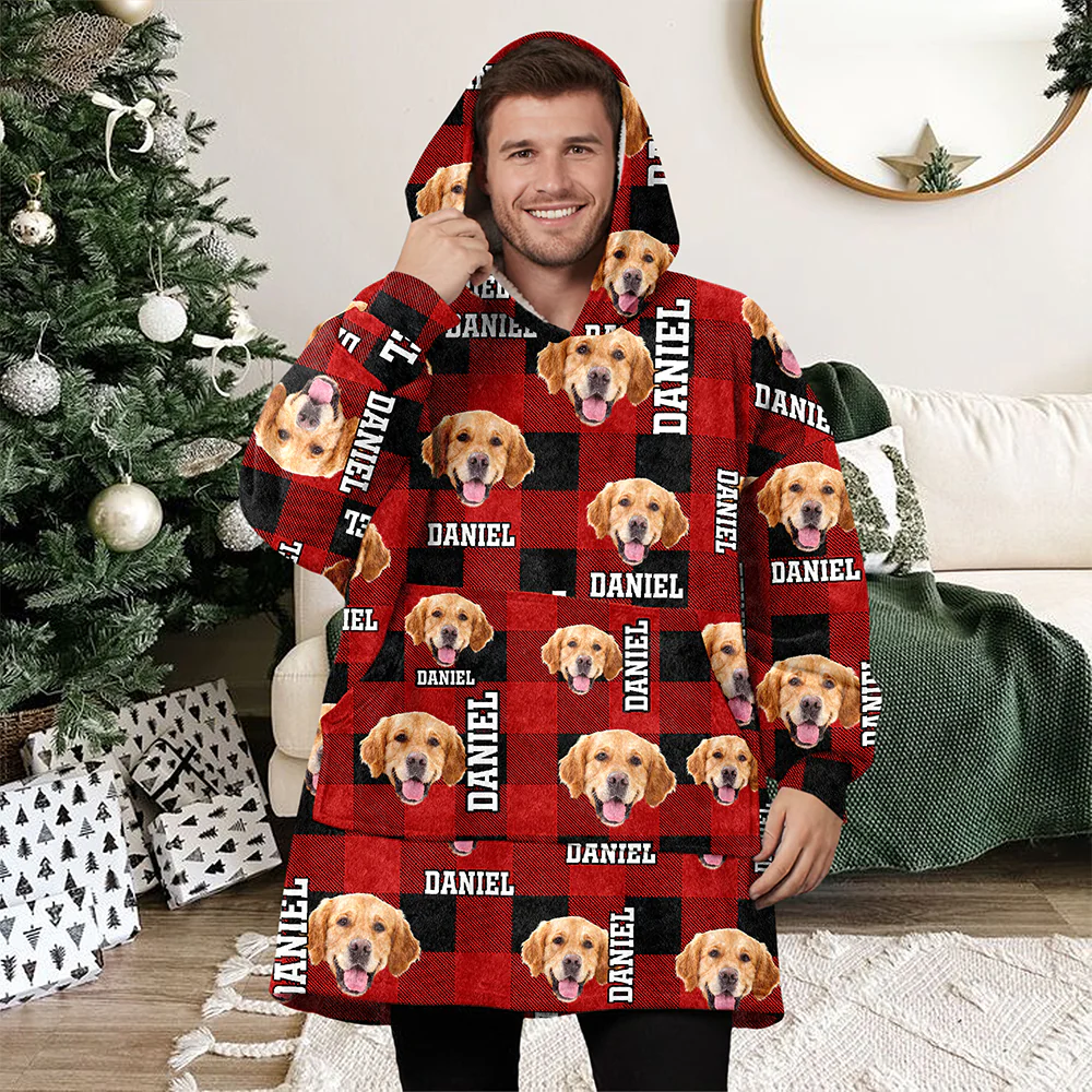 Custom Photo Name Dog Hoodie Blanket For Dog Lovers HA75 898232 - Image 3
