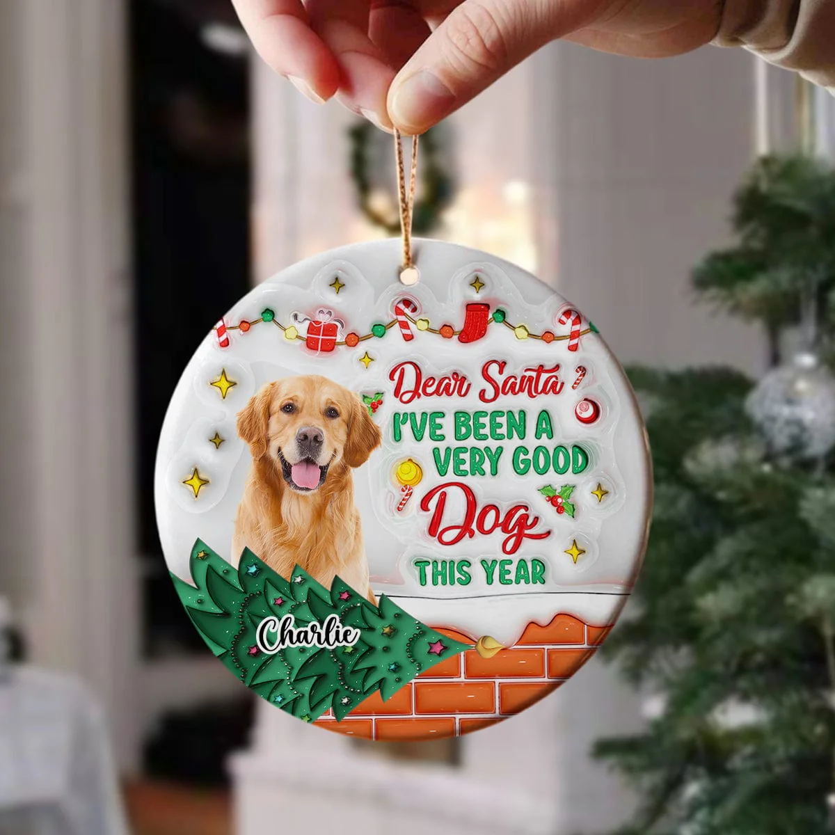 Custom Photo On The Naughty List And I Regret Nothing Dog 3D Inflated Effect Printed Ornament N304 HA75 891588 - Image 2