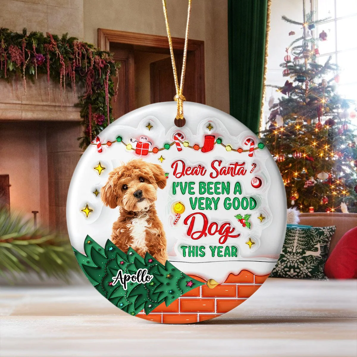 Custom Photo On The Naughty List And I Regret Nothing Dog 3D Inflated Effect Printed Ornament N304 HA75 891588 - Image 4