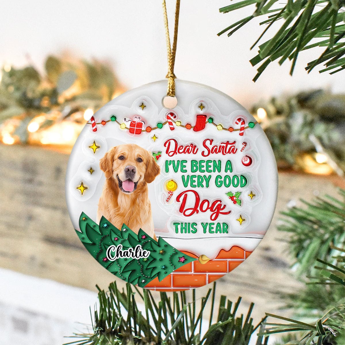 Custom Photo On The Naughty List And I Regret Nothing Dog 3D Inflated Effect Printed Ornament N304 HA75 891588 - Image 6