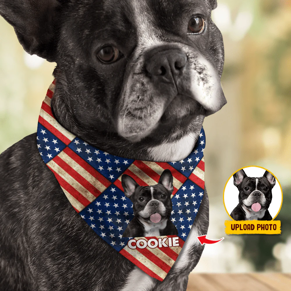 Custom Photo Patriotic Dog Bandana HA75 890690