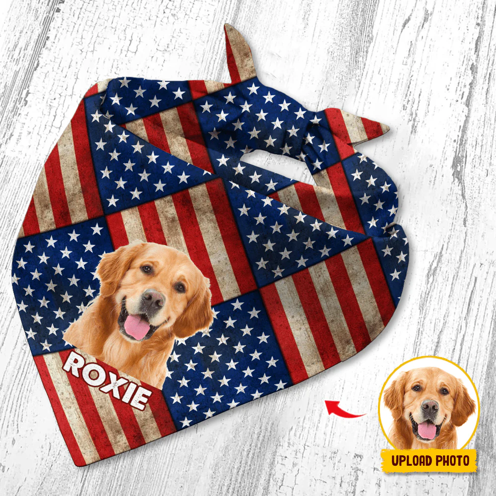 Custom Photo Patriotic Dog Bandana HA75 890690 - Image 2