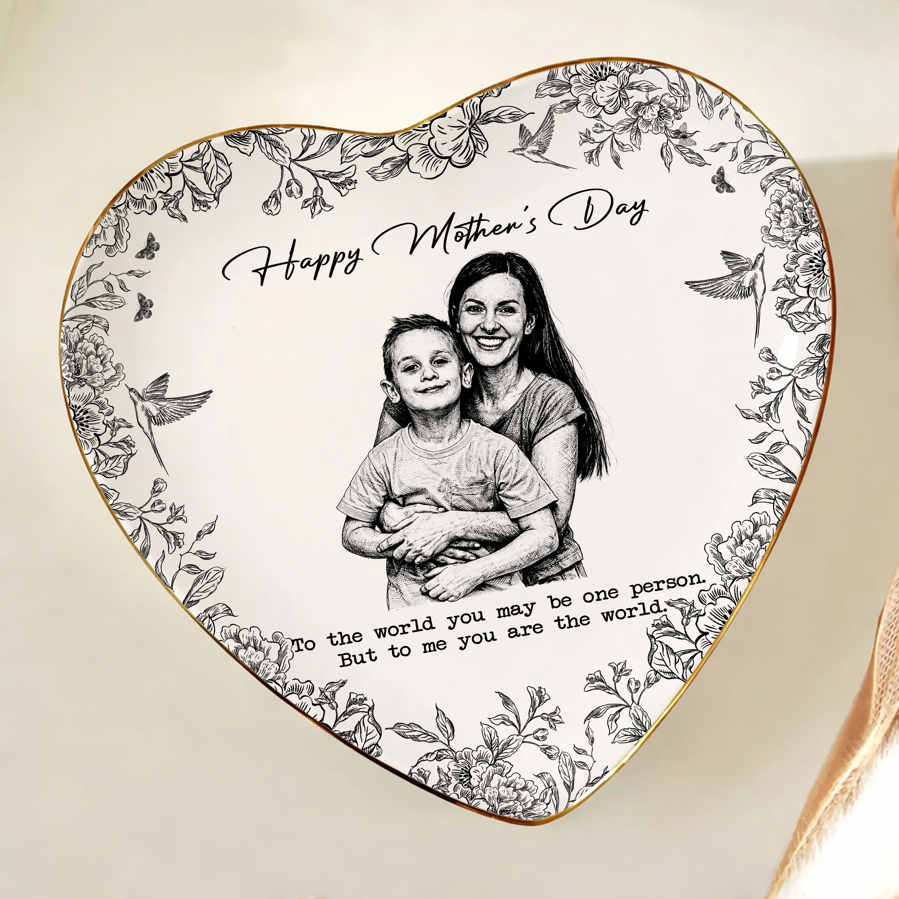 Custom Photo Pencil Sketch Happy Mother's Day To Mom Personalized Ring Dish HA75 920706 - Image 4