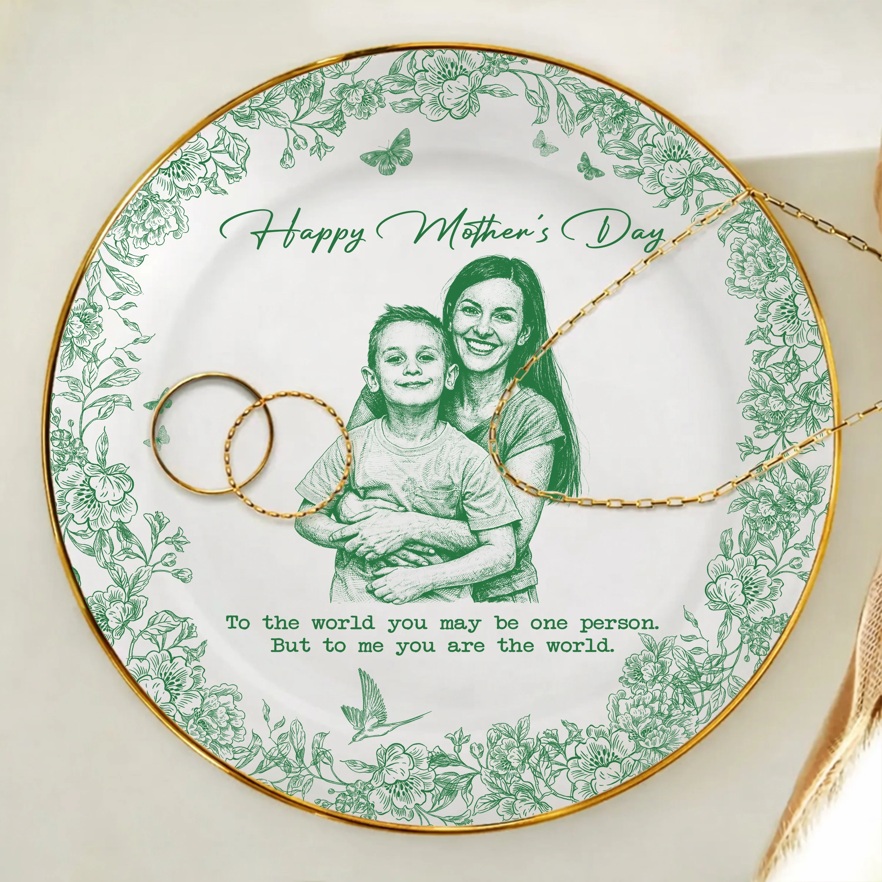 Custom Photo Pencil Sketch Happy Mother's Day To Mom Personalized Ring Dish HA75 920706 - Image 5