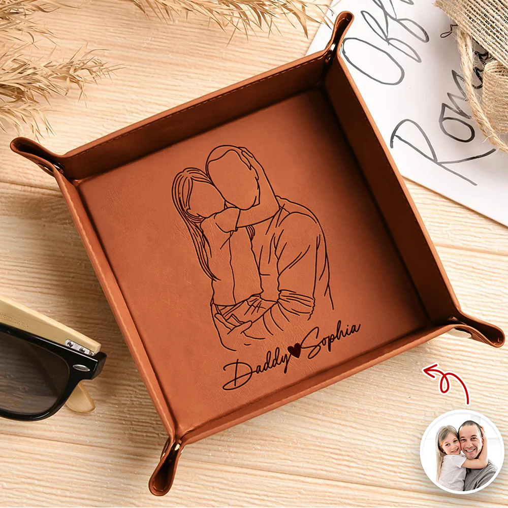 Custom Photo Personalized Leather Valet Tray for Dad Father's Day Gift HA75 921274 - Image 4