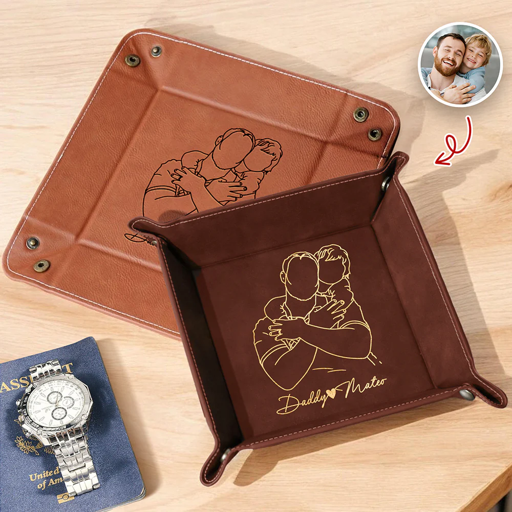 Custom Photo Personalized Leather Valet Tray for Dad Father's Day Gift HA75 921274 - Image 5