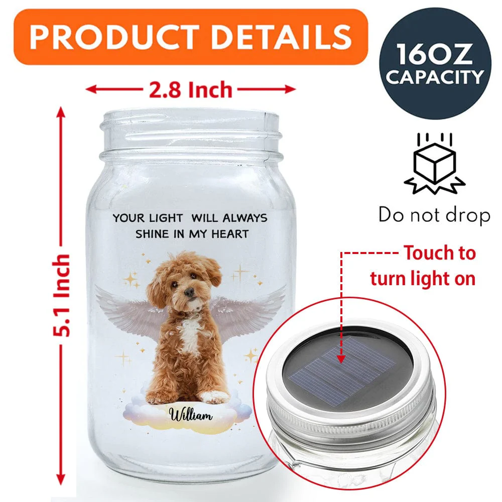 Custom Photo Pet Forever In My Heart Memorial Dog, Cat Memorial Mason Jar Light HA75 891194 - Image 4