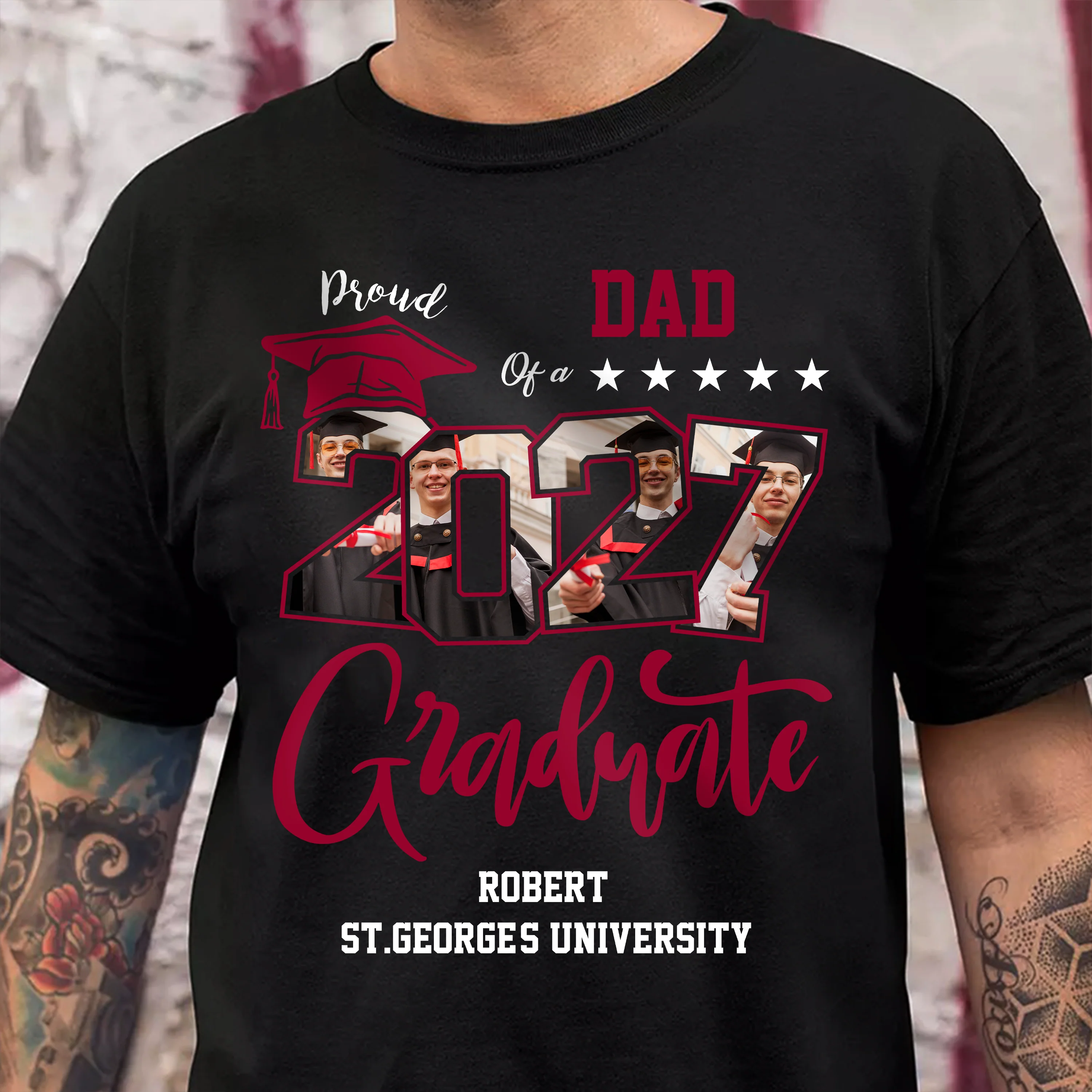 Custom Photo Proud Family Of A Graduate Graduation Dark Shirt For Family Members HA75 891934 - Image 4