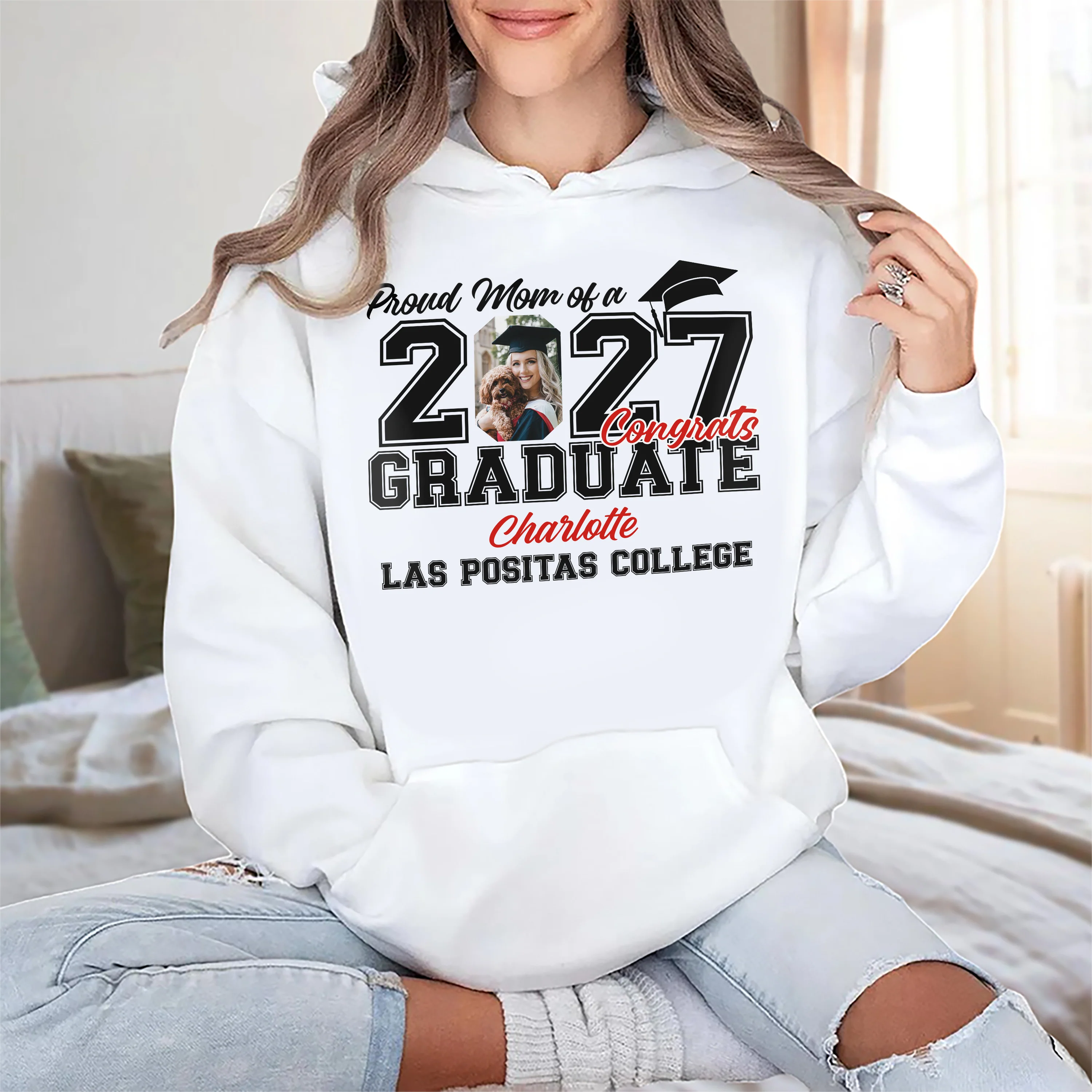 Custom Photo Proud Mom Dad - Family Of Senior Graduation Bright Shirt HA75 920474 - Image 2