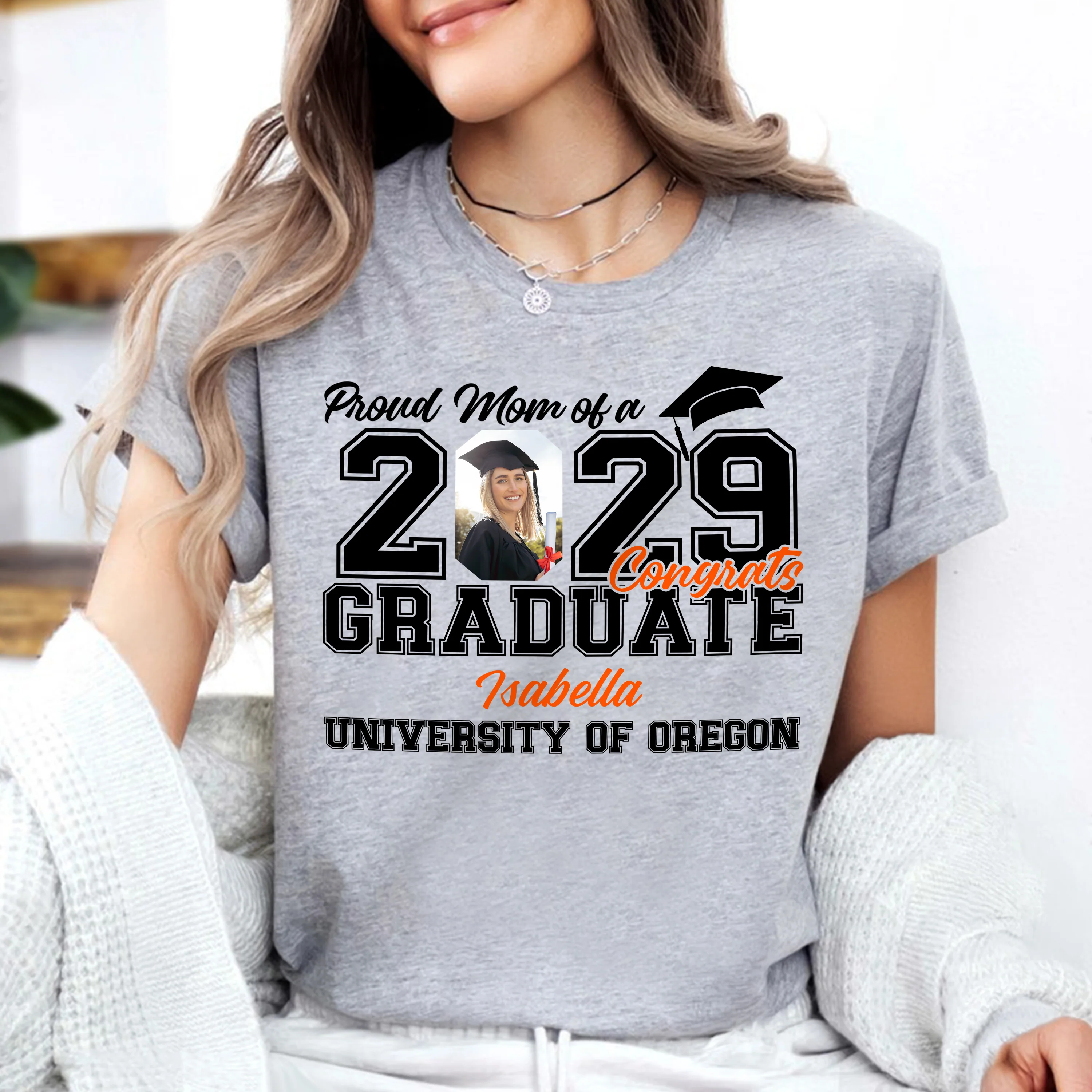 Custom Photo Proud Mom Dad - Family Of Senior Graduation Bright Shirt HA75 920474 - Image 4