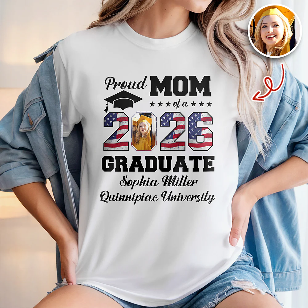 Custom Photo Proud Mom Of A Graduate - Graduation Bright Shirt HA75 920080 - Image 2