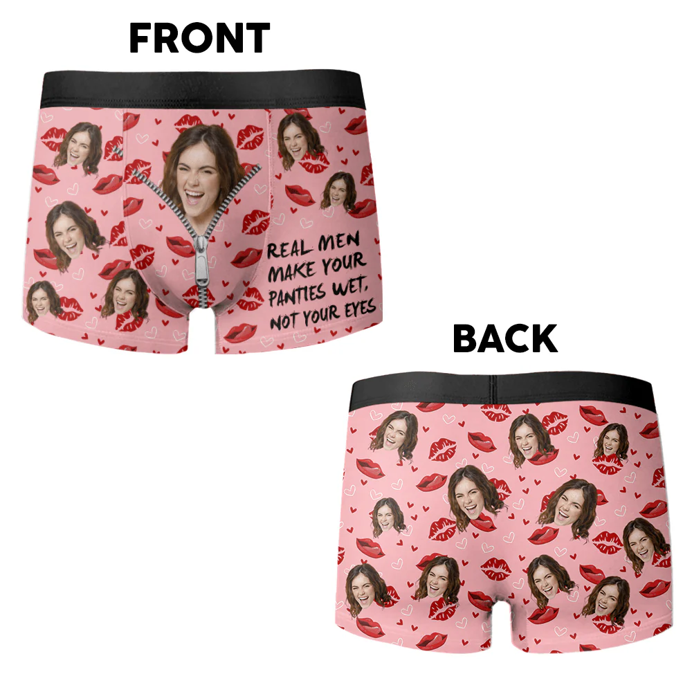 Custom Photo Real Men Make Your Panties Wet Not Your Eyes Man's Boxer Valentine's Day, Anniversary Gift HA75 891858 - Image 8