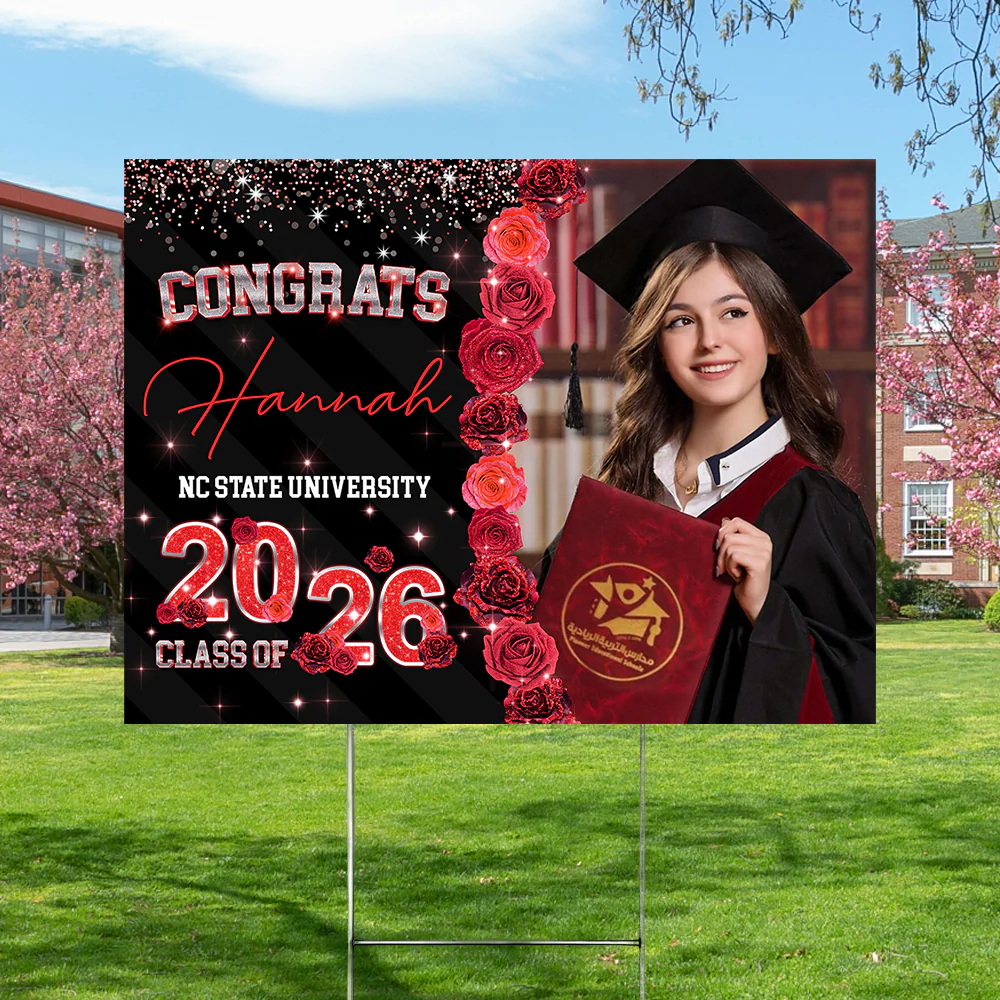 Custom Photo Rose Background Class Of 2026 Graduation Yard Sign HA75 920464 - Image 2