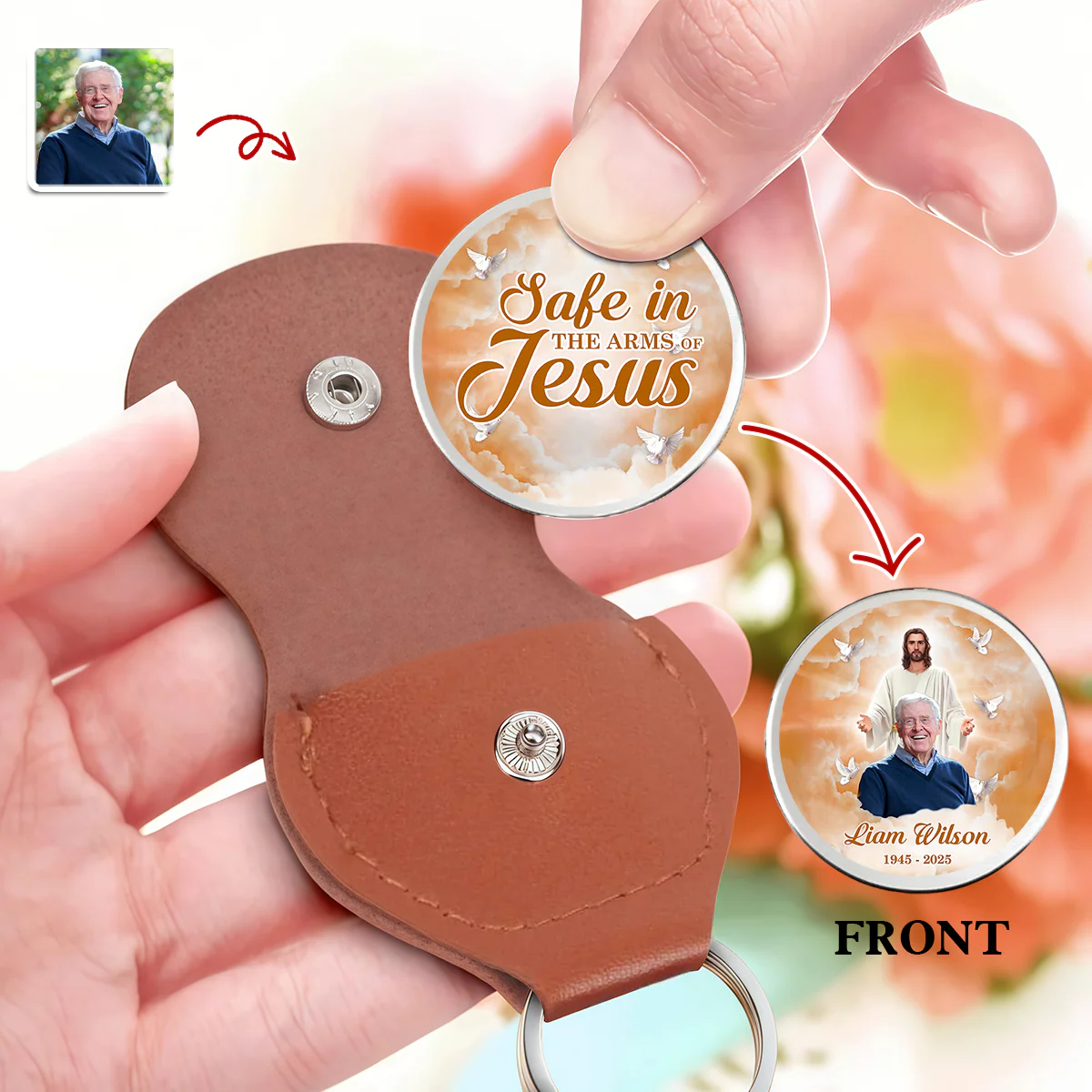 Custom Photo Safe In The Arms Of Jesus Memorial Pocket Hug HA75 898124 - Image 3