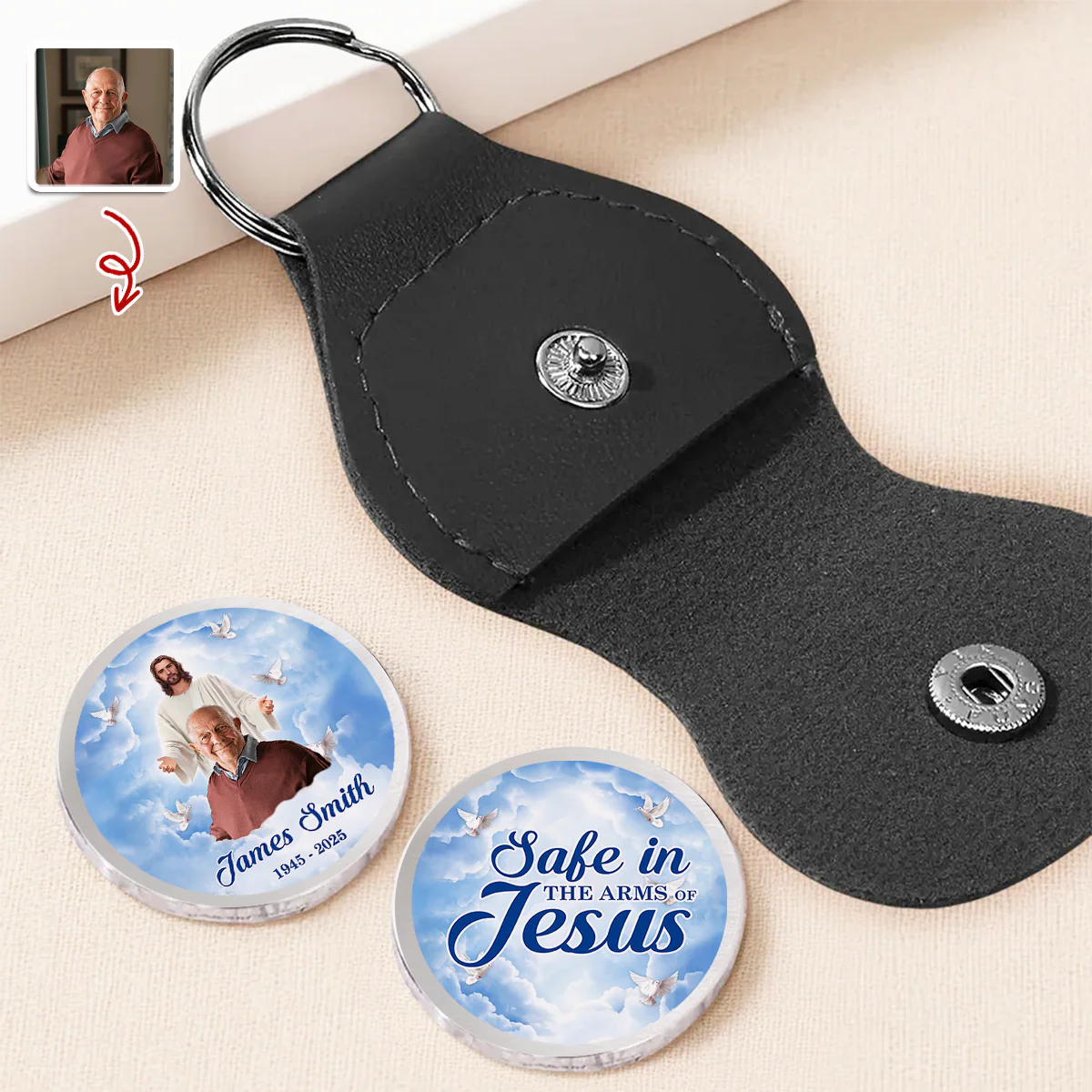 Custom Photo Safe In The Arms Of Jesus Memorial Pocket Hug HA75 898124 - Image 4