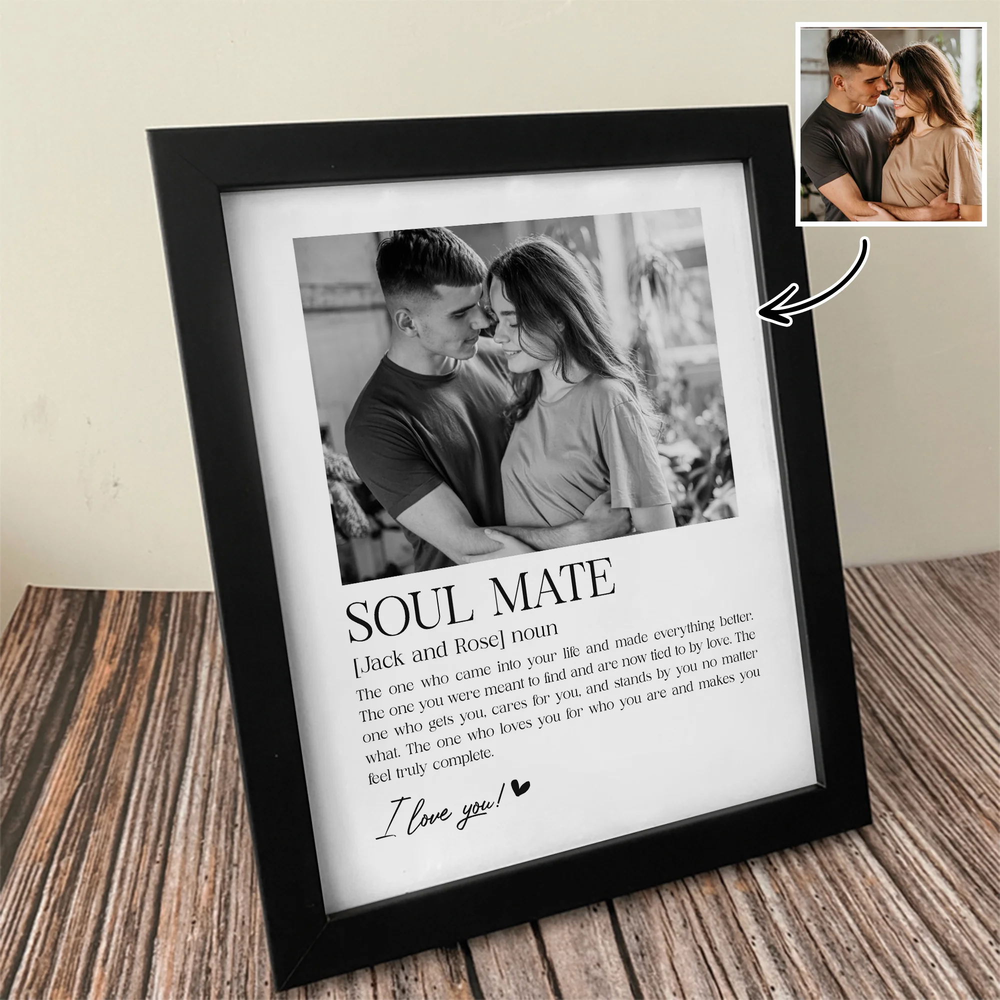 Custom Photo Soul Mate Personalized Picture Frame Couple Anniversary Gift, Valentines Day Gift HA75 920094 - Image 3