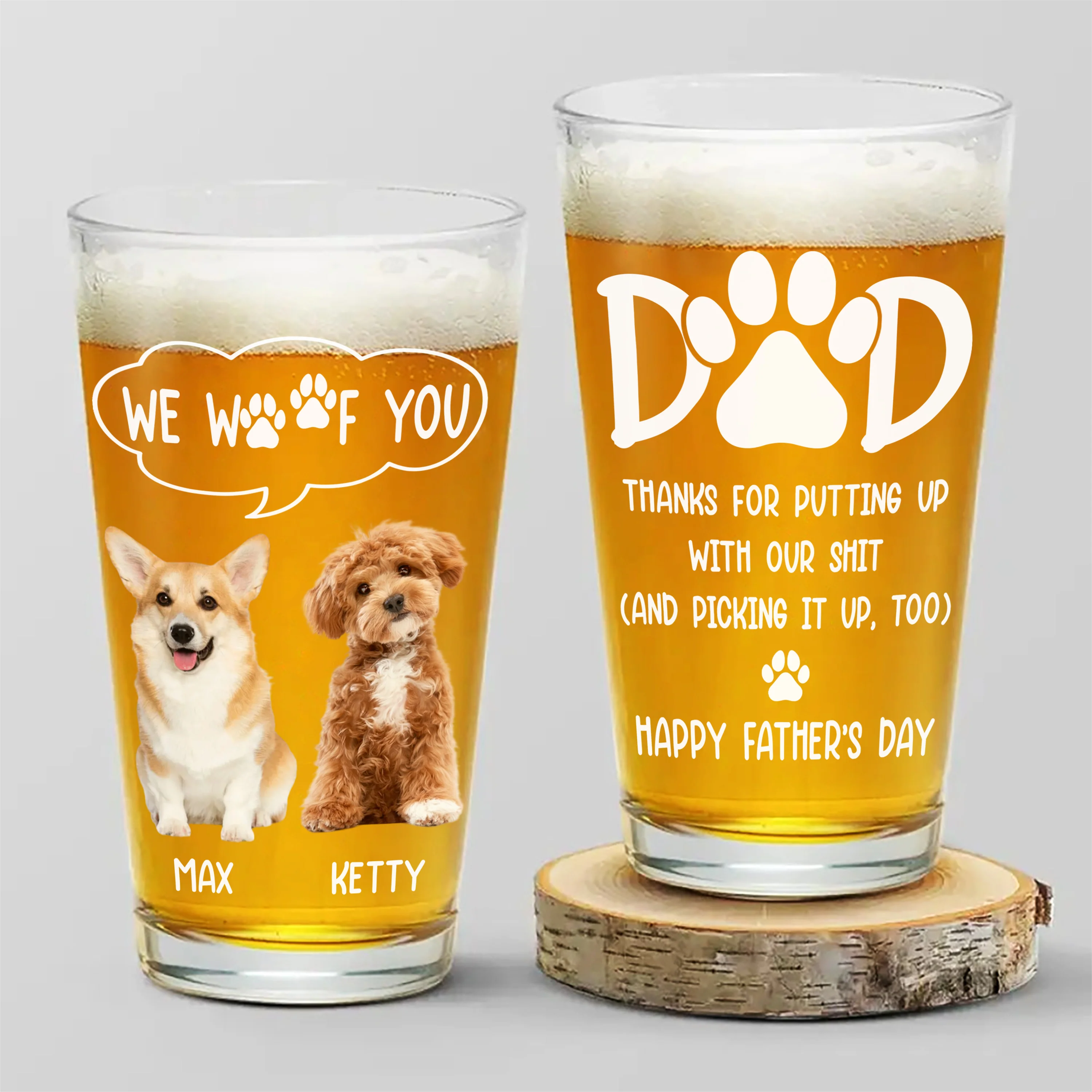 Custom Photo Thanks Dad We Woof You Print Beer Glass Father's Day Gift HA75 892218 - Image 8