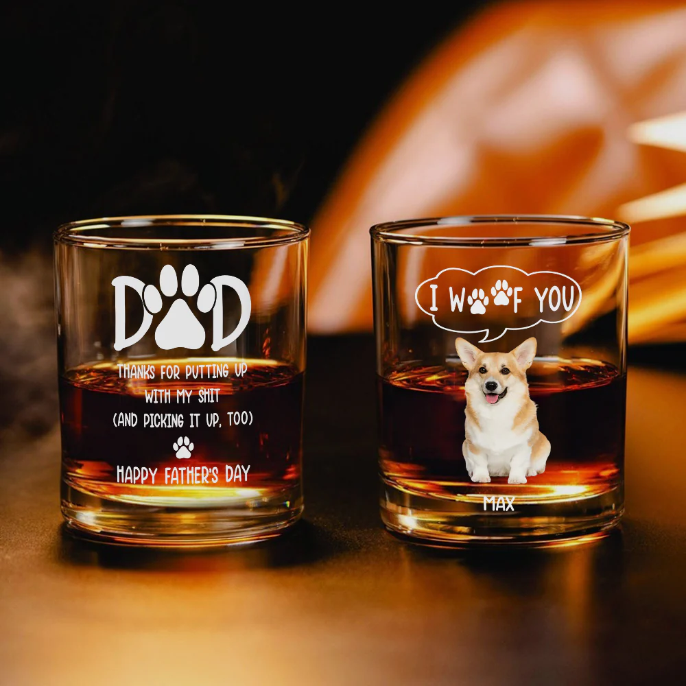 Custom Photo Thanks Dad We Woof You Print Whiskey Glass Father's Day Gift HA75 892248 - Image 5