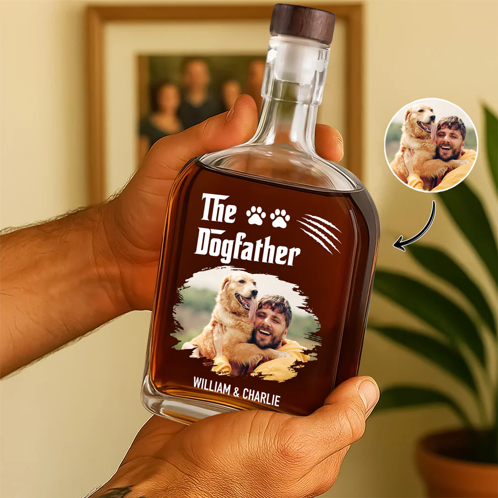 Custom Photo The Dogfather The Catfather Whiskey Bottle For Dog Lovers HA75 897956 - Image 3