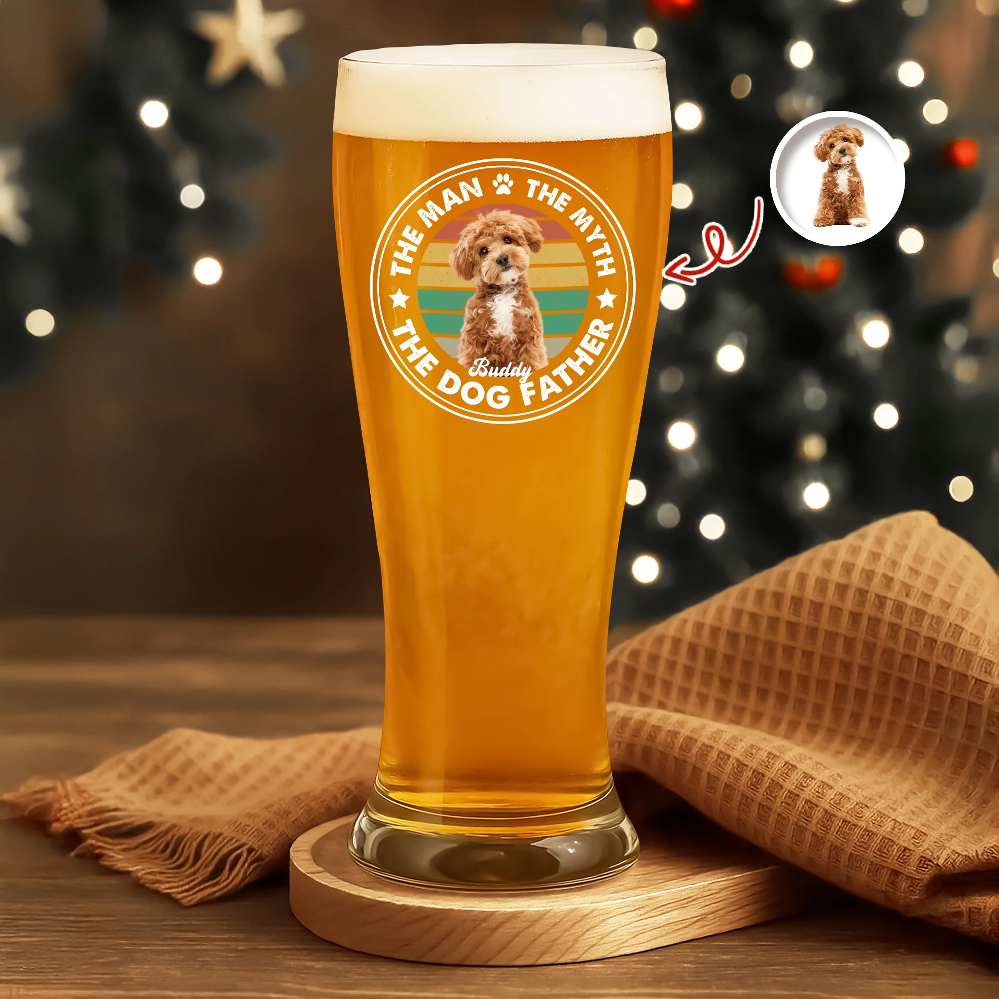 Custom Photo The Man The Myth The Dog Father Pilsner Glass HA75 892750 - Image 3