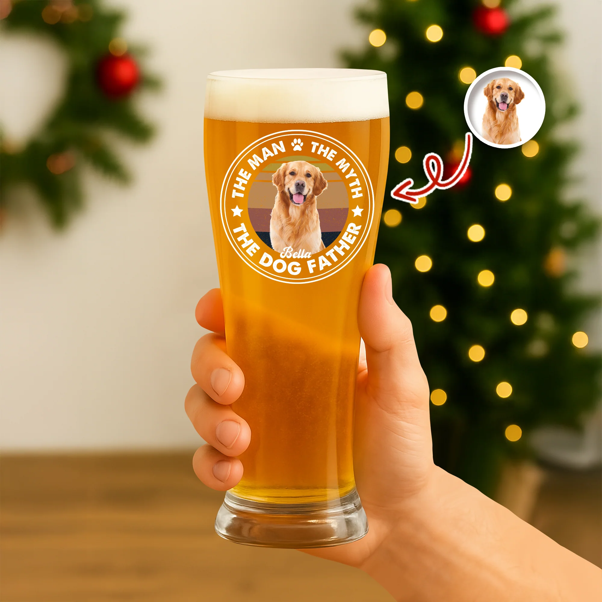 Custom Photo The Man The Myth The Dog Father Pilsner Glass HA75 892750 - Image 8