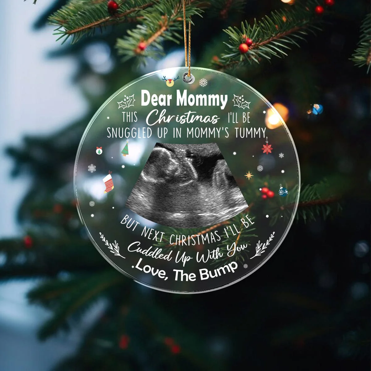 Custom Photo This Christmas Baby Bump To Daddy Acrylic Ornament HA75 891068 - Image 3