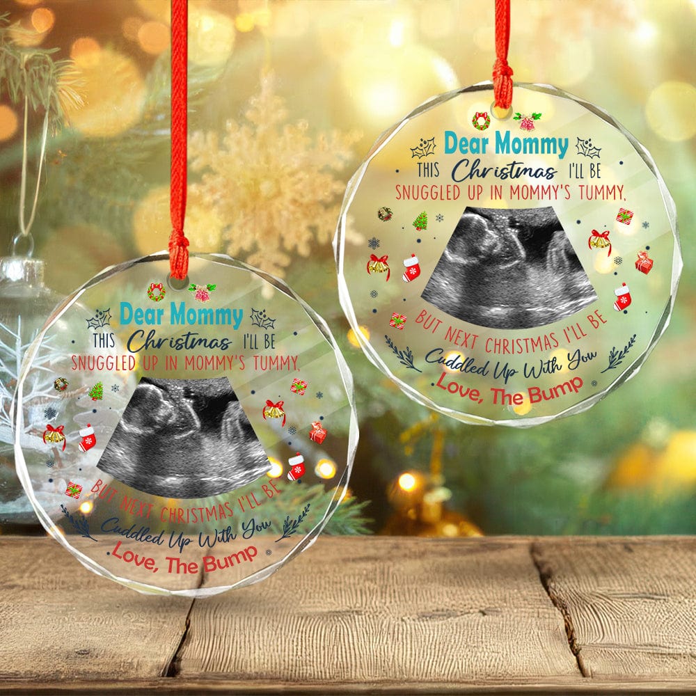 Custom Photo This Christmas I'll Be Snuggled Up In Mommy's Belly Glass Ornament HA75 891430 - Image 3