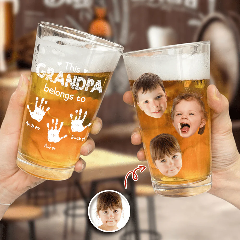 Custom Photo This Grandpa Belongs To Pint Beer Glass HA75 890654